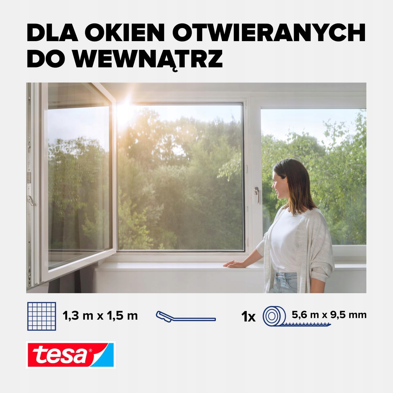 Moskitiera Na Okno Antyalergiczna Tesa Siatka Przeciwpyłkowa 130 x 150 cm