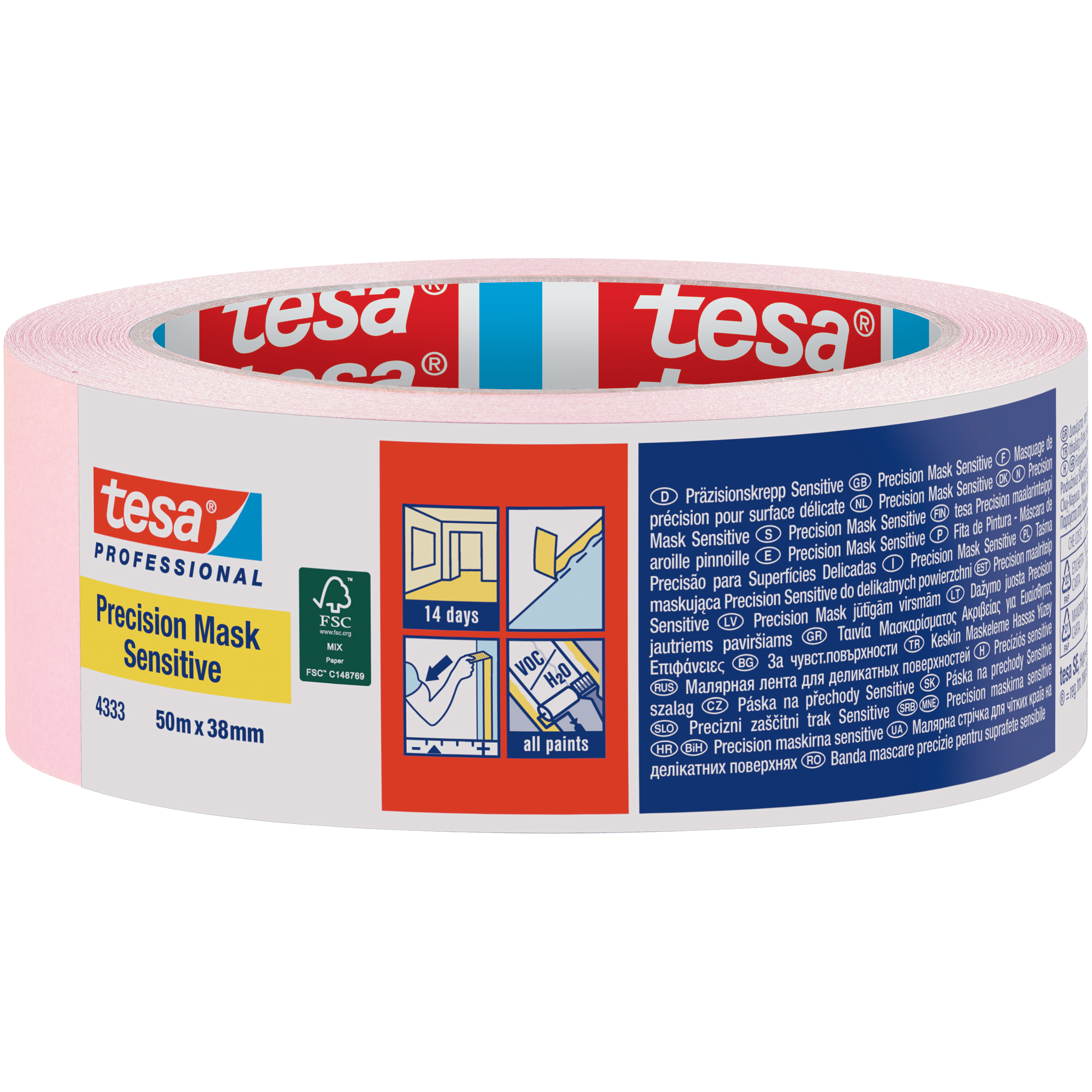 Taśma Malarska Papierowa Maskująca Tesa Washi Tape 38 mm x 50m Różowa