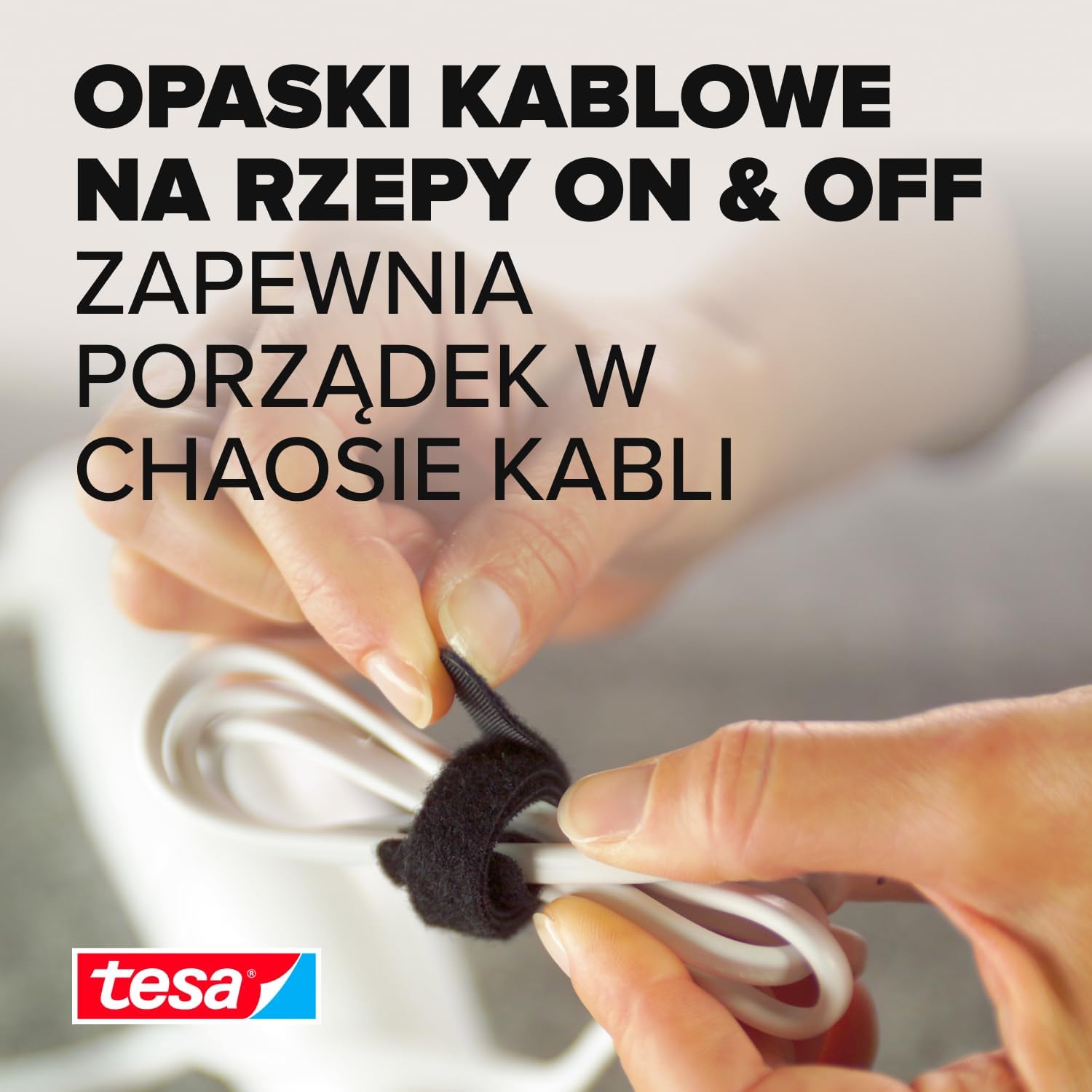 Rzep Taśma Na Kable Tesa Organizer Do Kabli Przewodów 5m x 10 mm Czarny