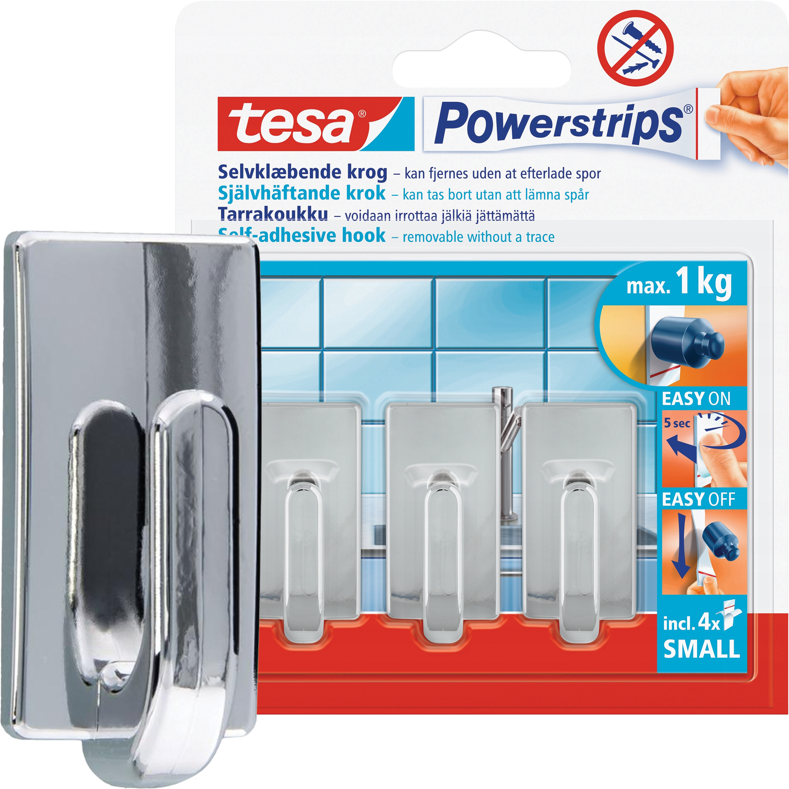 Haczyki Samoprzylepne Łazienkowe Tesa Powerstrips Do Wieszania 1kg 3 szt