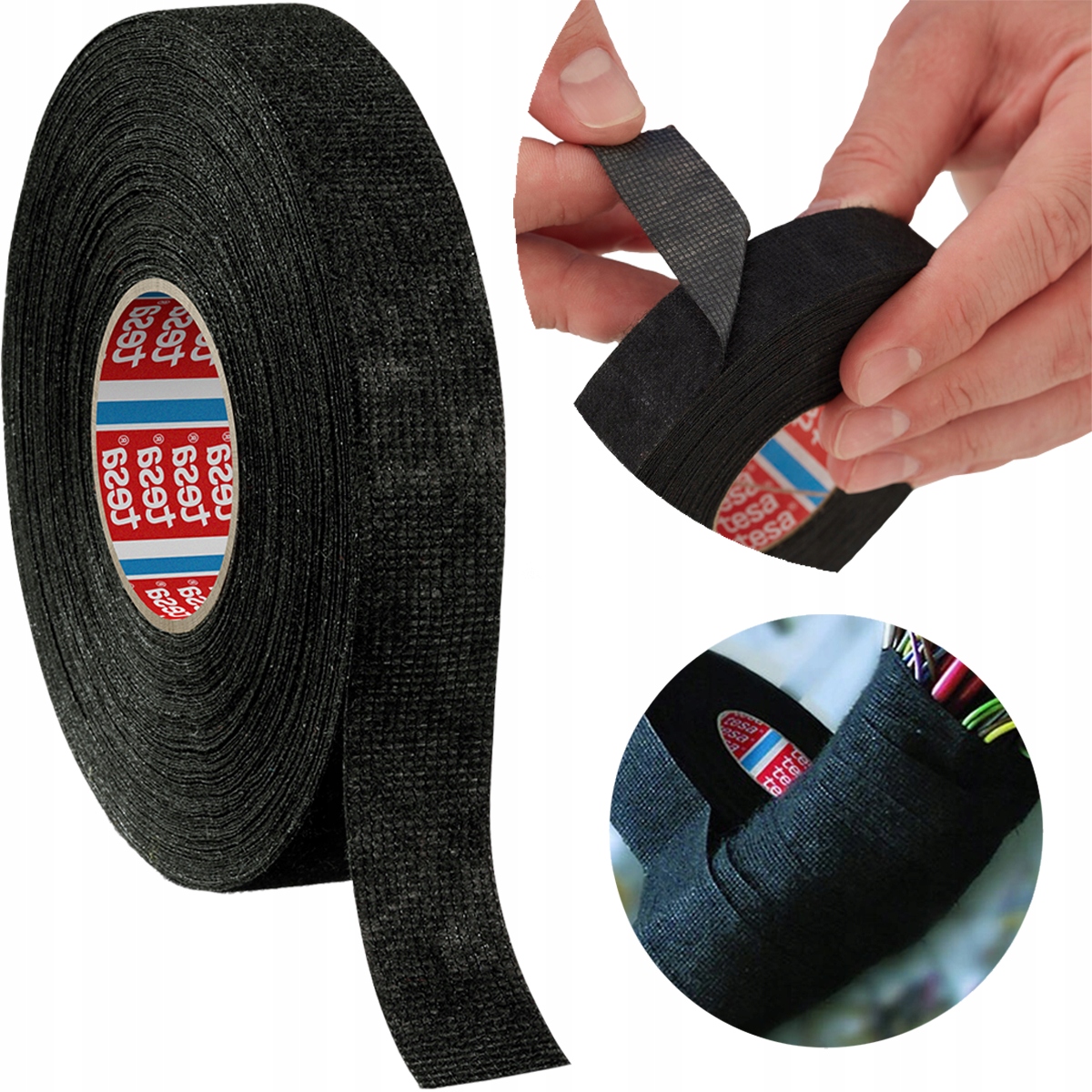 Taśma Izolacyjna Tkaninowa Parciana Tesa 19mm x 25m Mocna Izolacja Czarna