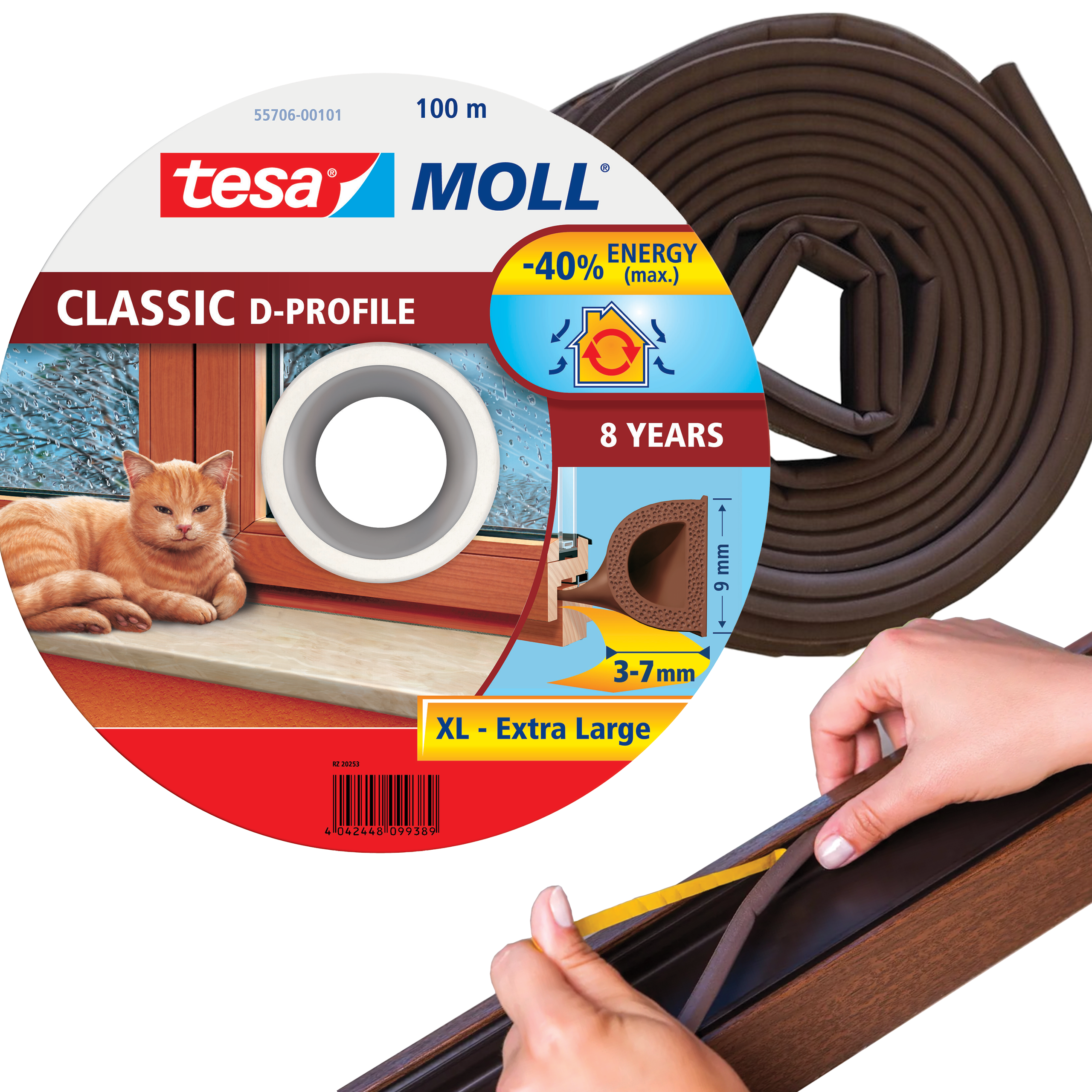 Uszczelka Okienna Samoprzylepna Tesa Do Okien Uszczelniająca 100 m Brązowa