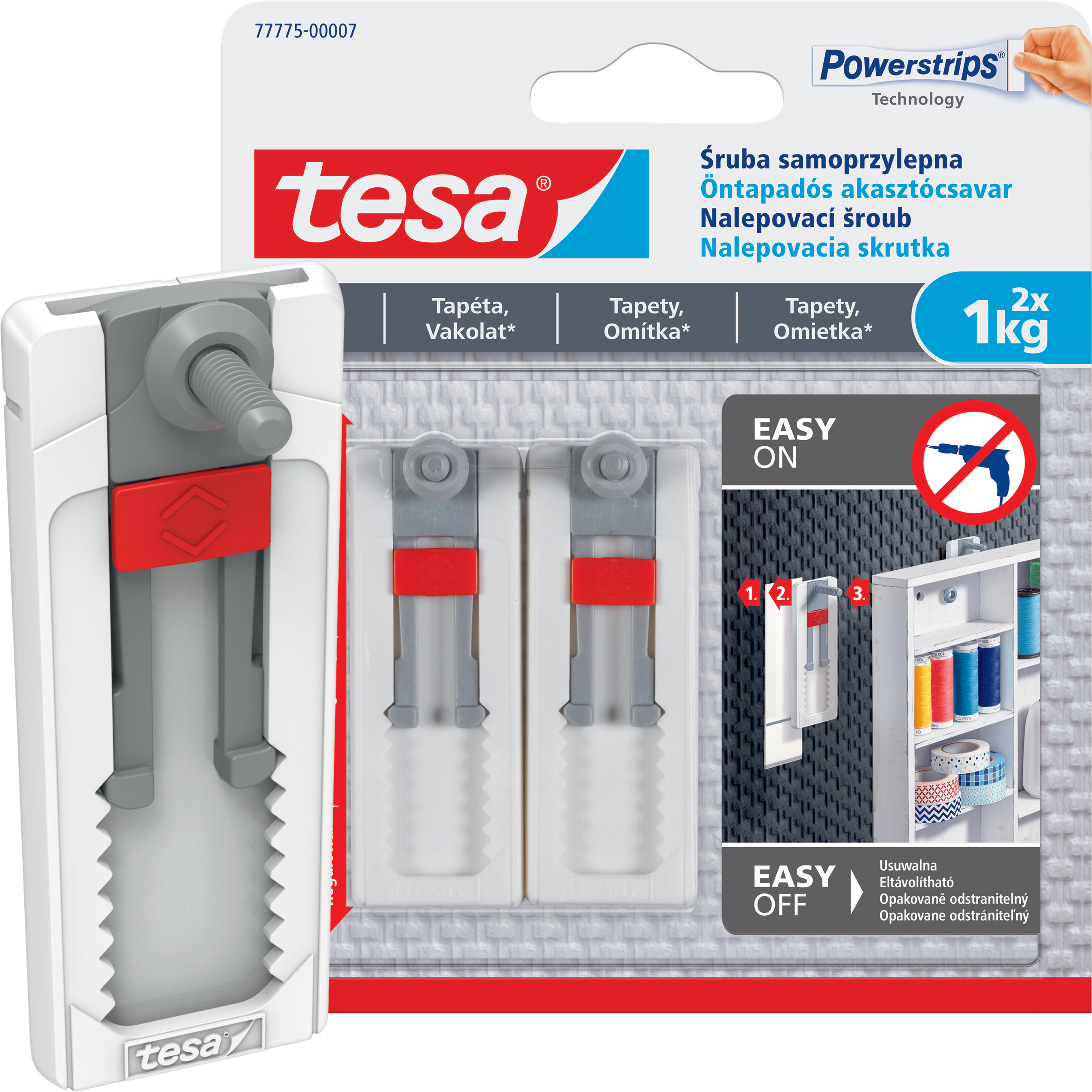 Haczyki Samoprzylepne Tesa Śruba Regulowana Do Tapet Tynku 2 szt 1 kg