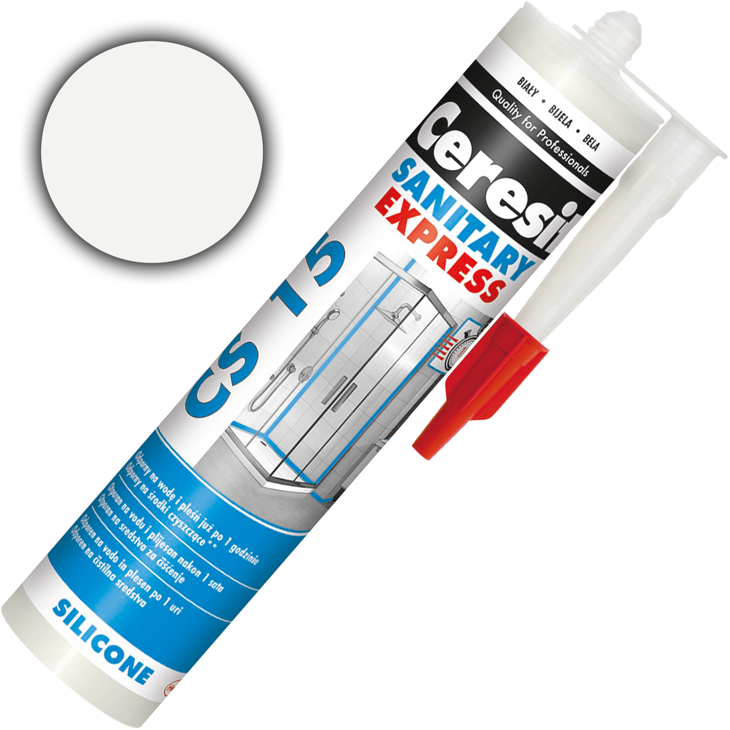 Silikon Sanitarny Ceresit CS15 Uniwersalny Uszczelniacz Biały 280 ml