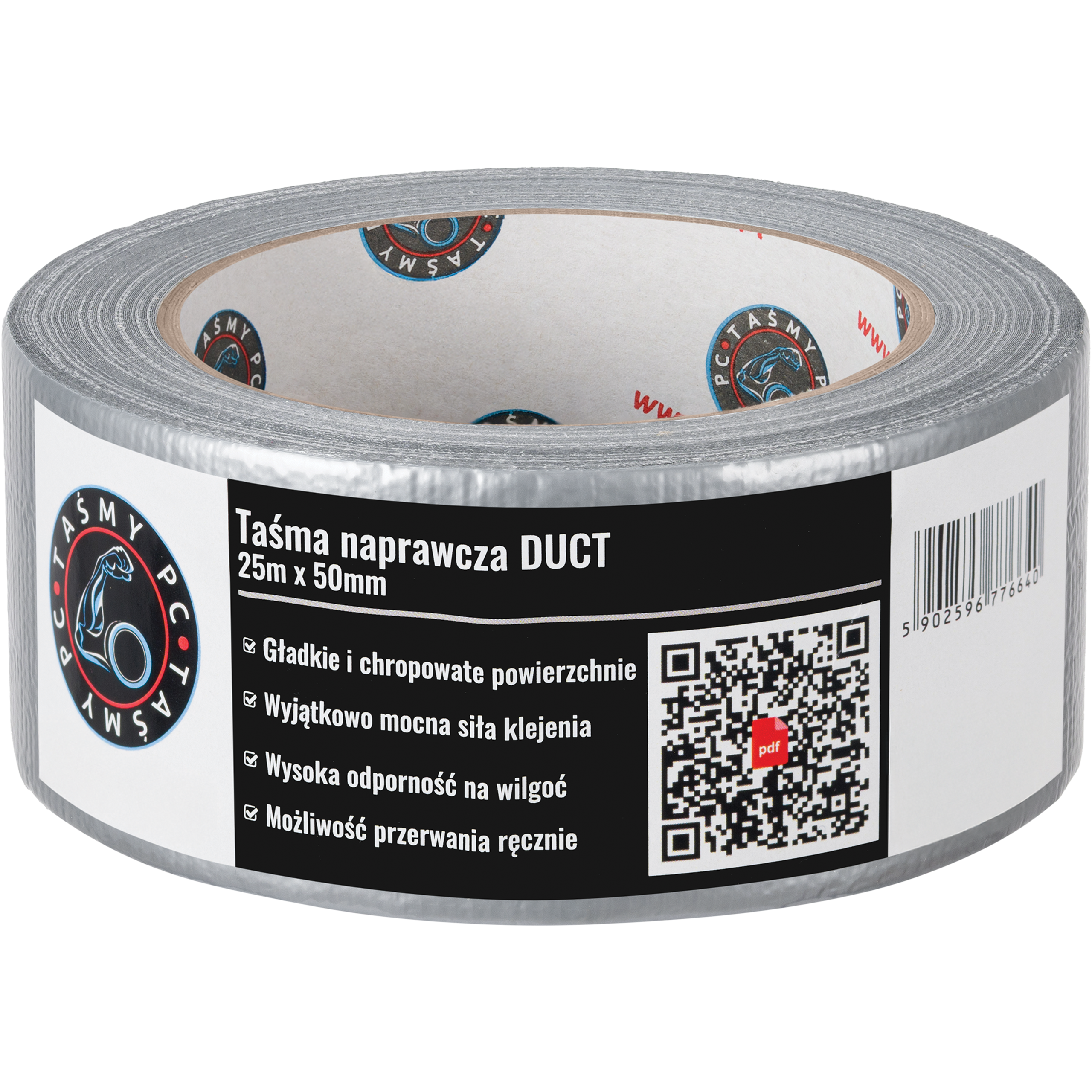 Taśma Klejąca Naprawcza Duct Tape 25 m x 50 mm Mocna Uszczelniająca Srebrna