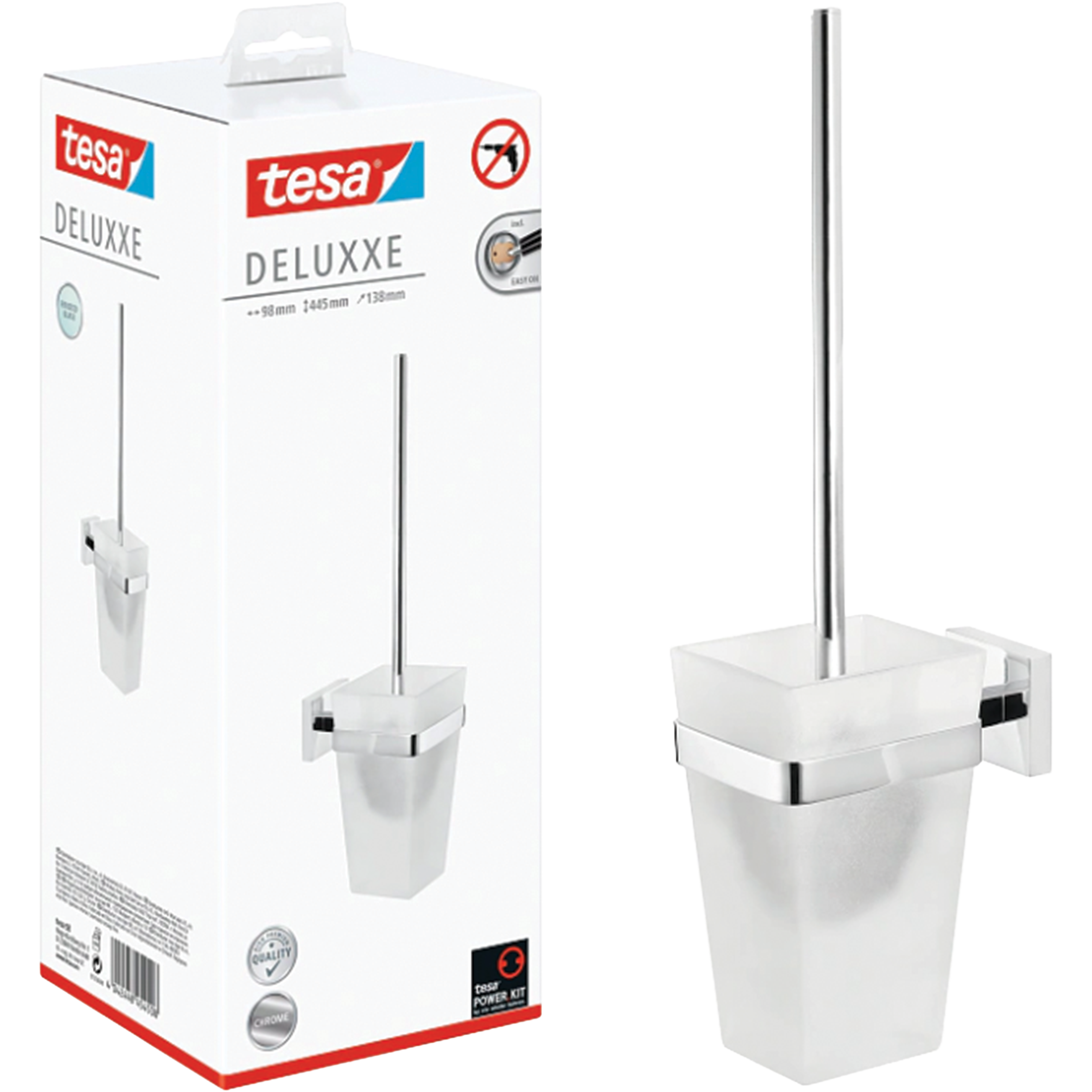 Szczotka Do WC Samoprzylepna Wisząca Tesa DELUXXE Do Łazienki Metalowa