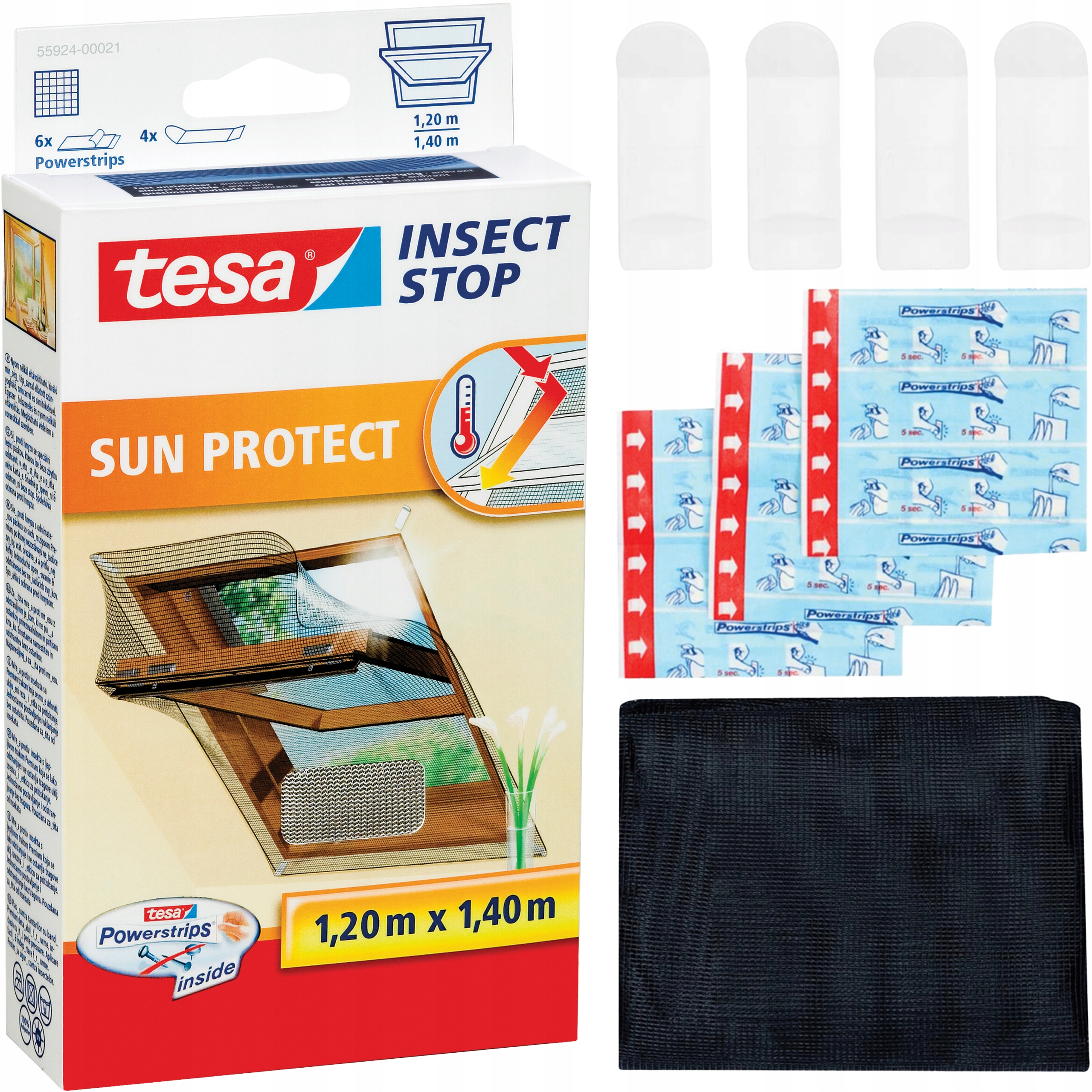 Moskitiera Na Okno Dachowe Tesa Siatka Przeciwsłoneczna 120 x 140 cm Czarna