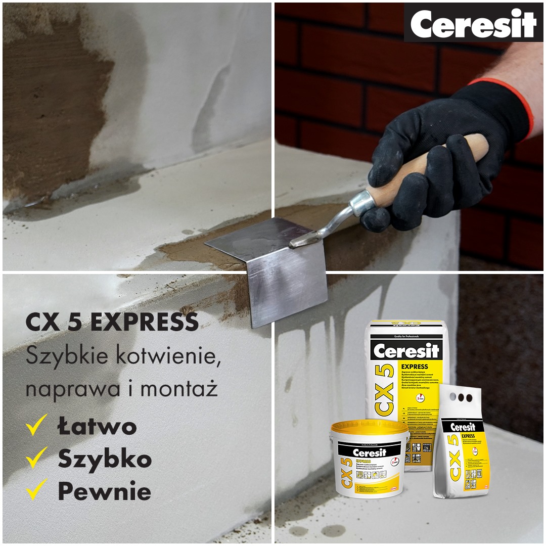 Zaprawa Cementowa Szybkowiążąca Ceresit CX5 Cement Montażowy Do Betonu 5 kg