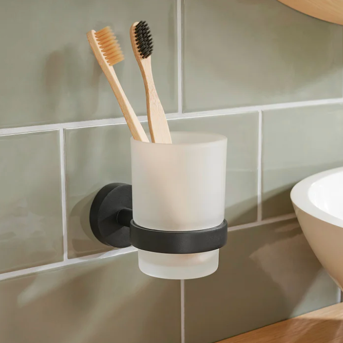 Uchwyt Łazienkowy Samoprzylepny Tesa MOON BLACK Kubek Na Szczoteczki