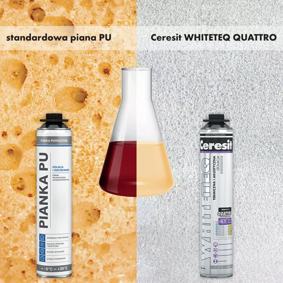 Piana Montażowa Pistoletowa Ceresit WHITETEQ Pianka PUR Niskoprężna 750ml