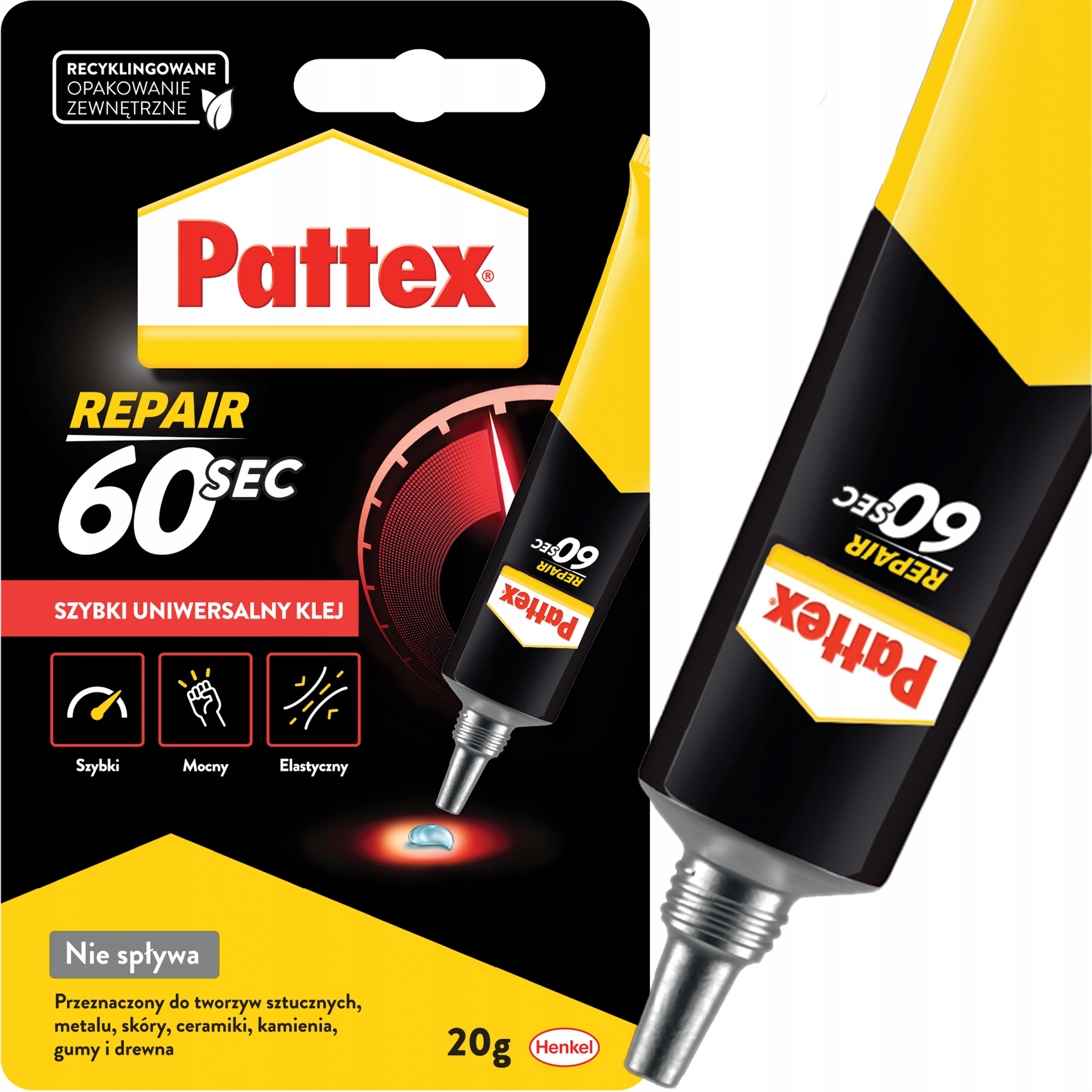 Klej Uniwersalny Pattex 60 Sekund Mocny Błyskawiczny Super Glue 20 ml