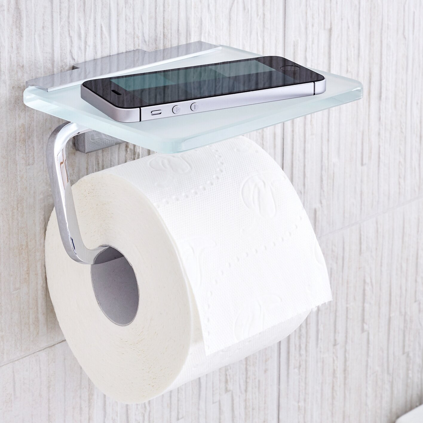 Uchwyt Na Papier Toaletowy Z Półką Samoprzylepny Tesa DELUXXE Metalowy