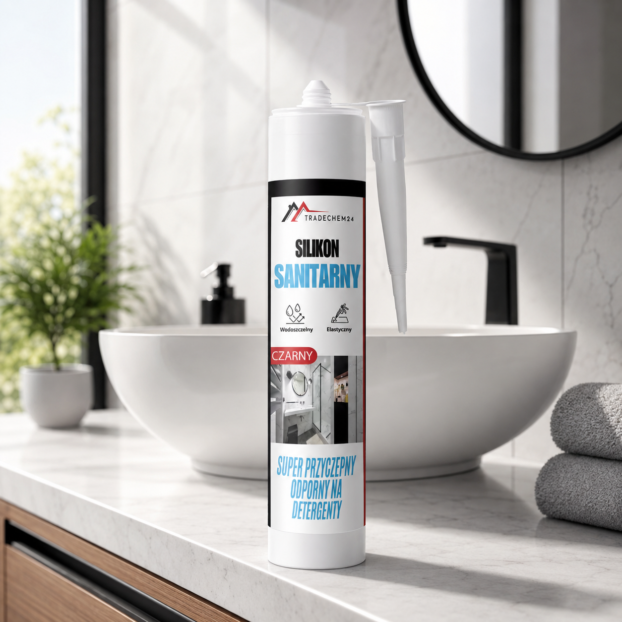 Silikon Sanitarny Tradechem24 Uniwersalny Uszczelniacz Czarny 300 ml