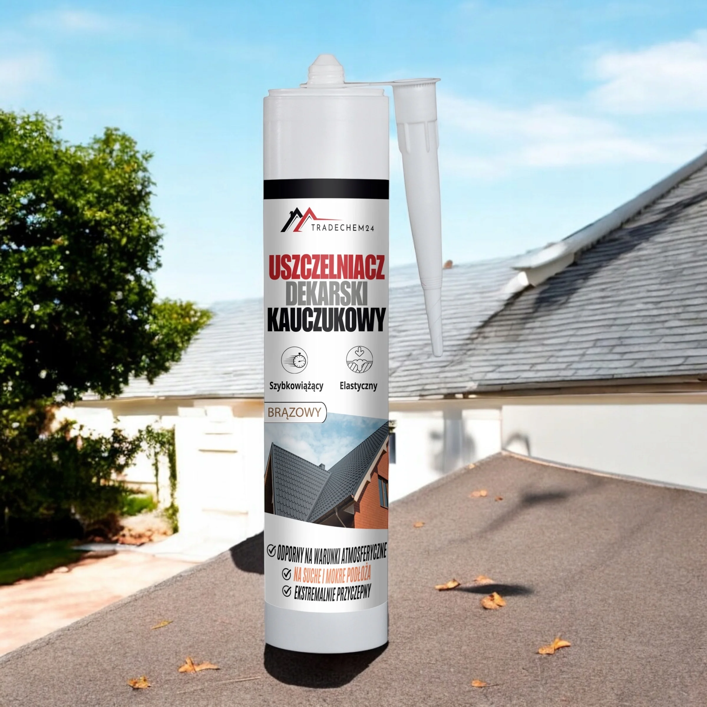 Uszczelniacz Dekarski Kauczukowy Tradechem24 Do Dachów Papy Brązowy 300 ml