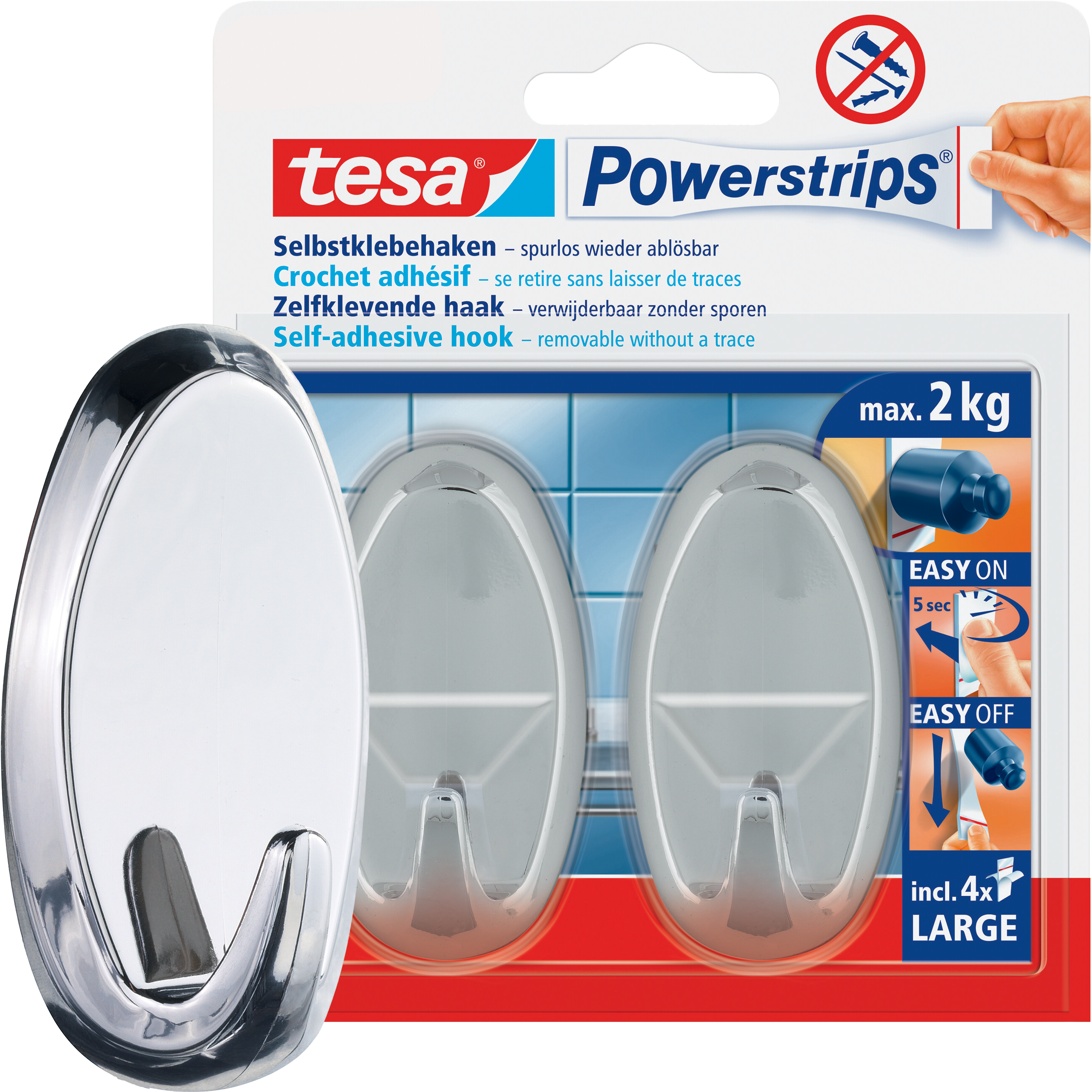 Haczyki Samoprzylepne Do Wieszania Tesa Powerstrips Łazienkowe 2 kg 2 szt