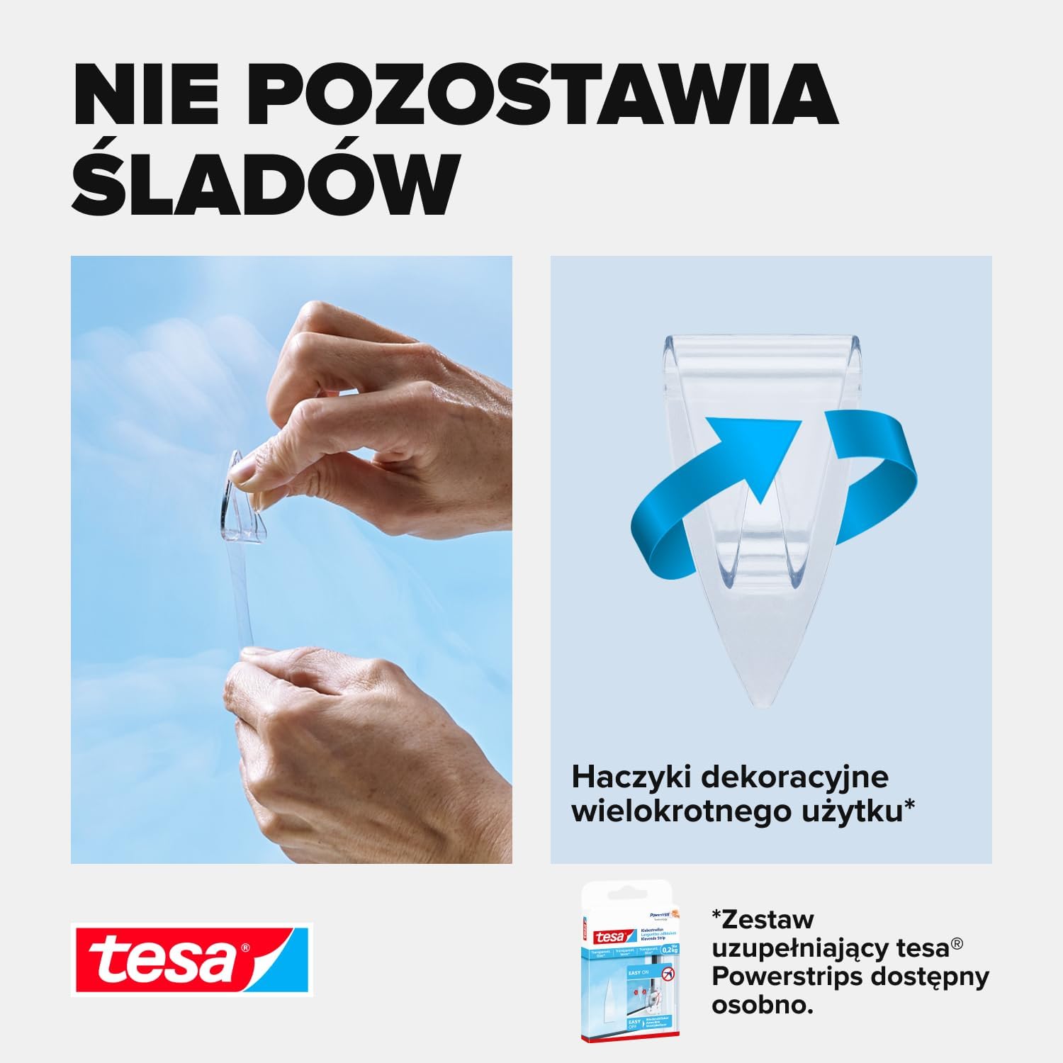 Haczyki Samoprzylepne Tesa Powerstrips Do Wieszania Ozdób Przezroczyste