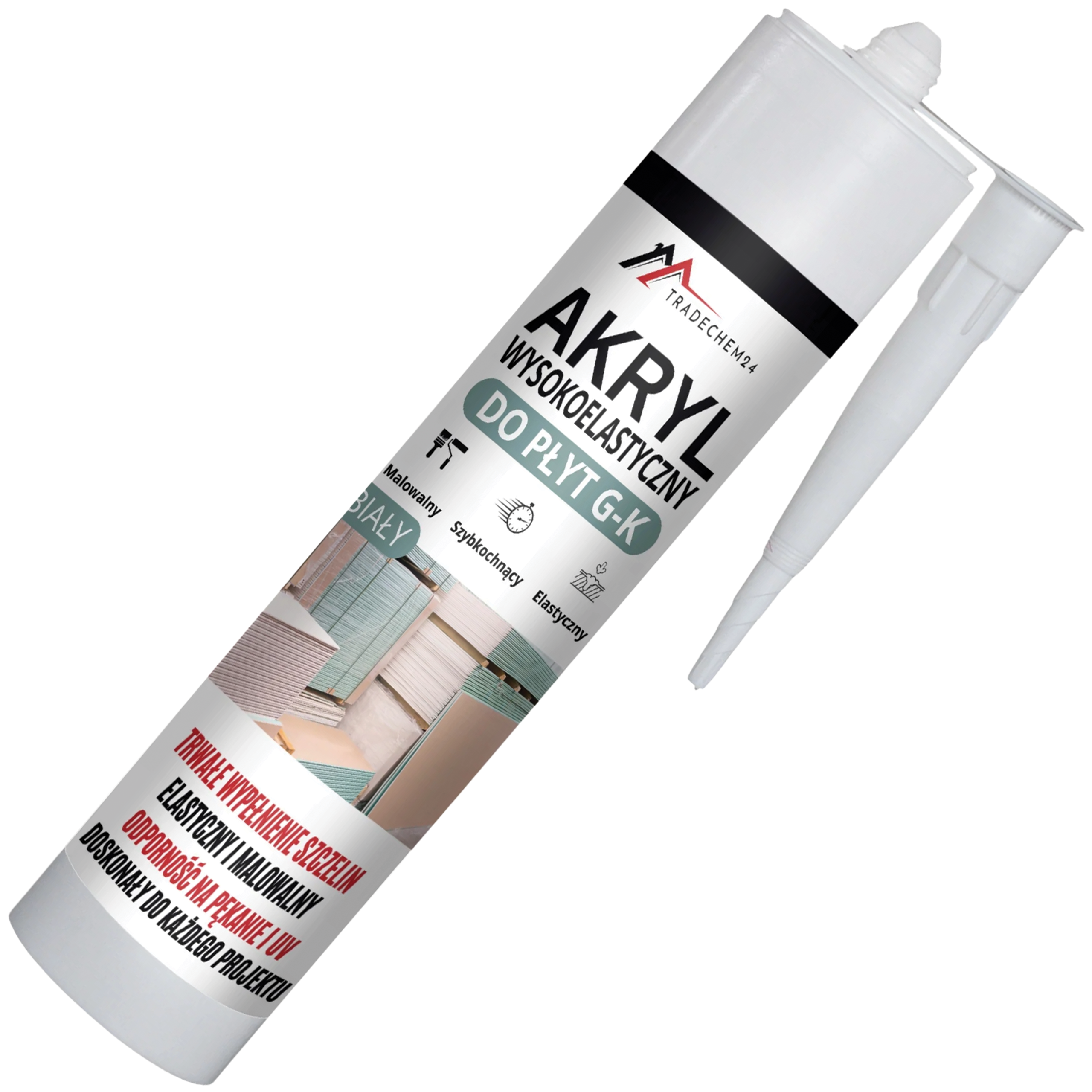 Akryl Do Płyt GK Tradechem24 Uniwersalny Uszczelniacz Akrylowy Biały 300 ml