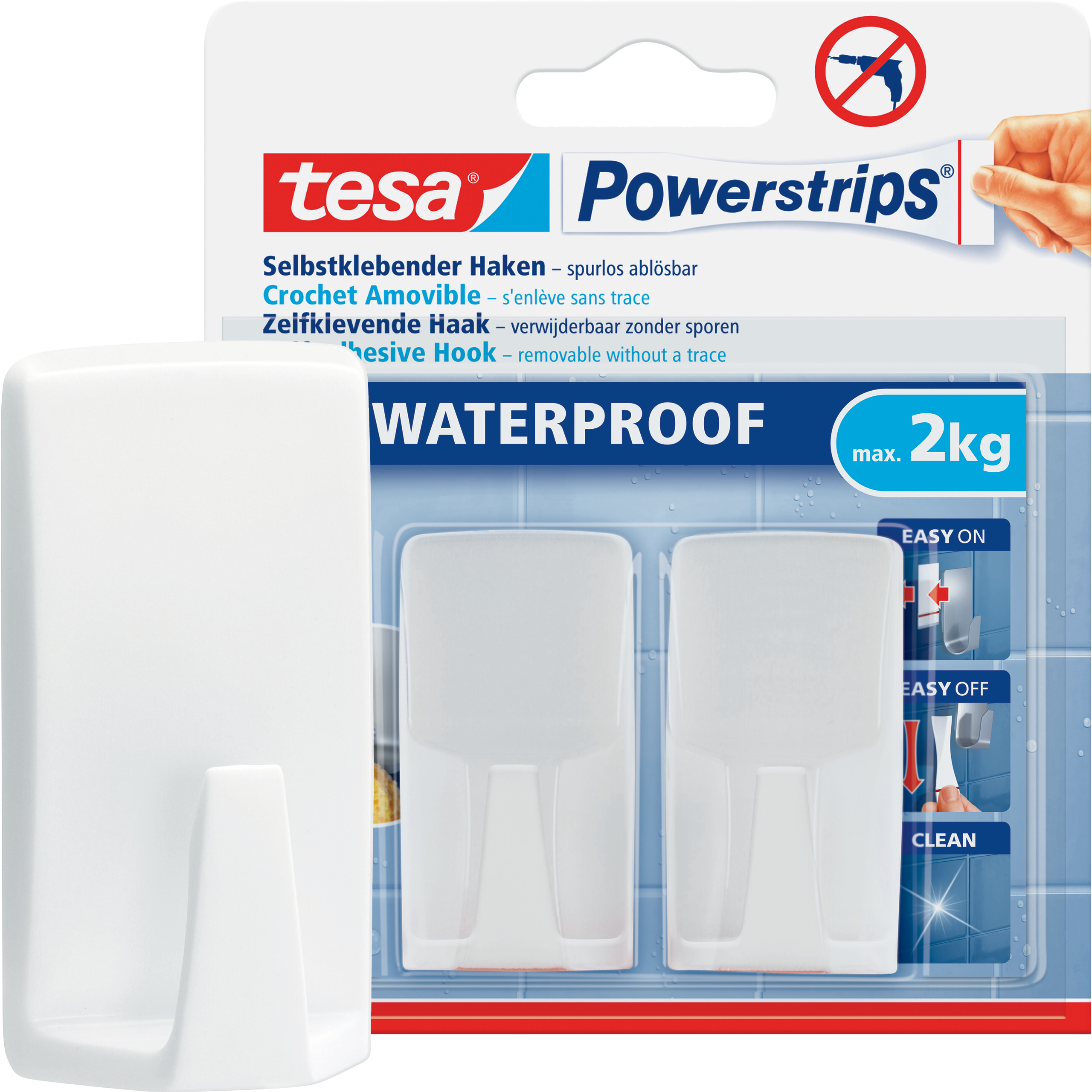 Haczyki Samoprzylepne Łazienkowe Tesa Powerstrips Do Wieszania 2 kg 2 szt