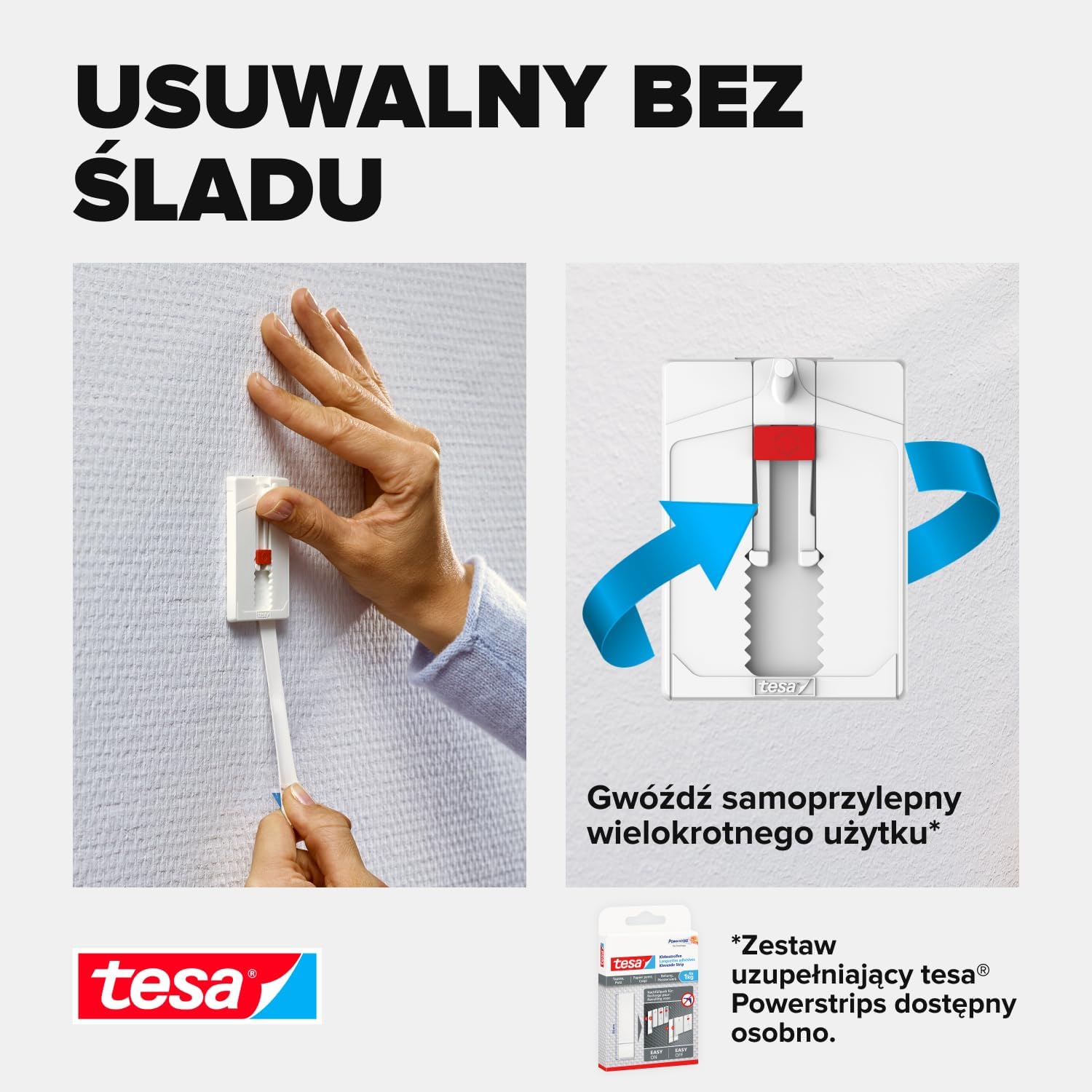 Haczyki Samoprzylepne Tesa Gwóźdź do Obrazów Regulowany do Tynku Tapet 2kg