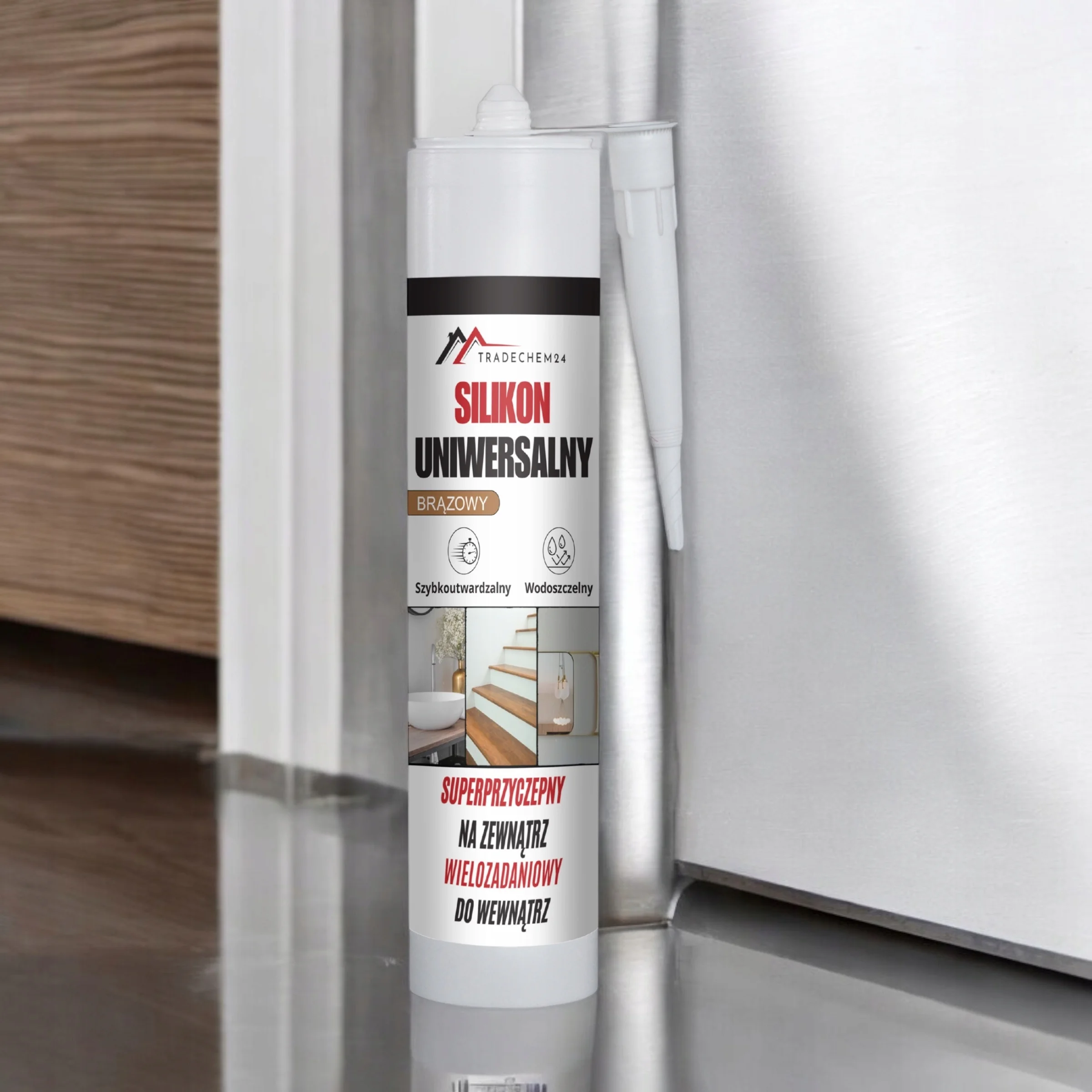 Silikon Uniwersalny Tradechem24 Elastyczny Uszczelniacz Brązowy 300 ml