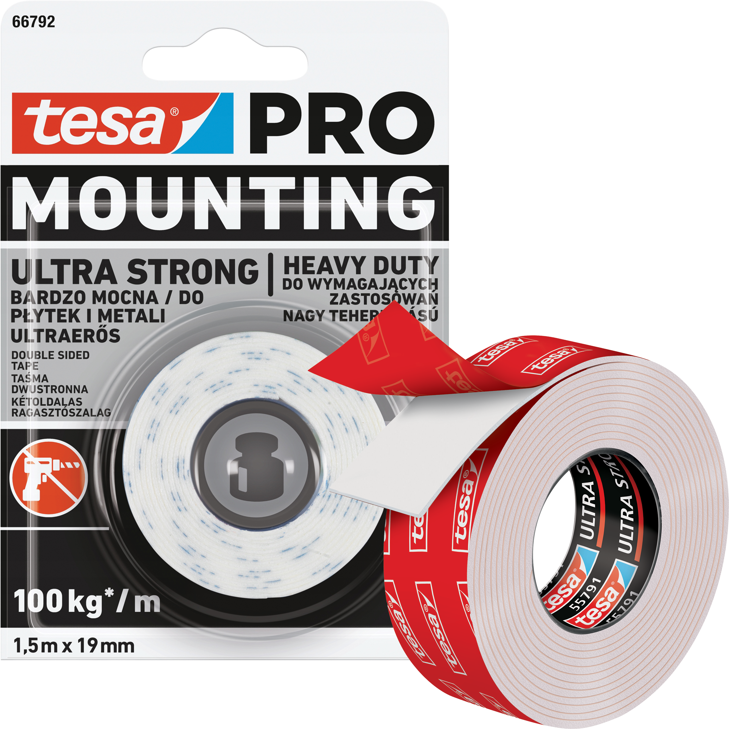 Dwustronna Taśma Klejąca Montażowa Samoprzylepna Tesa 19mm x 1,5 m Piankowa