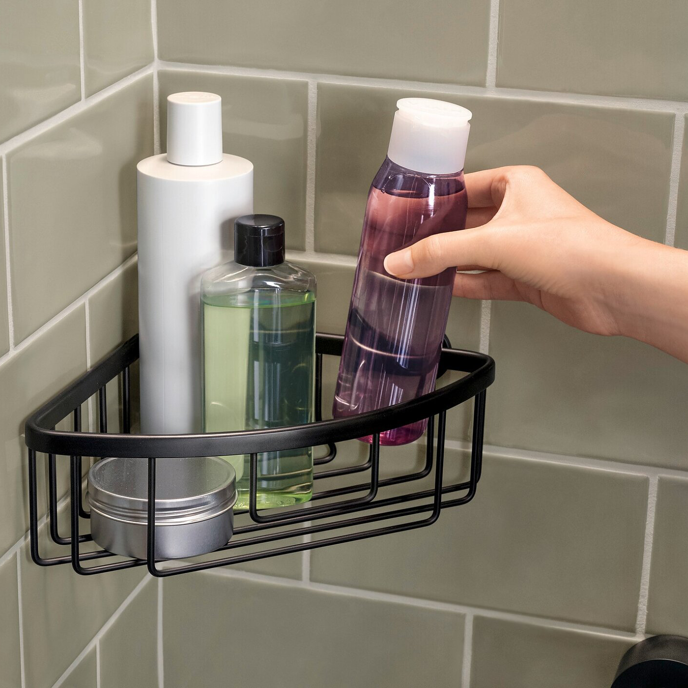 Półka Łazienkowa Samoprzylepna Narożna Tesa ALUXX BLACK Koszyk Pod Prysznic