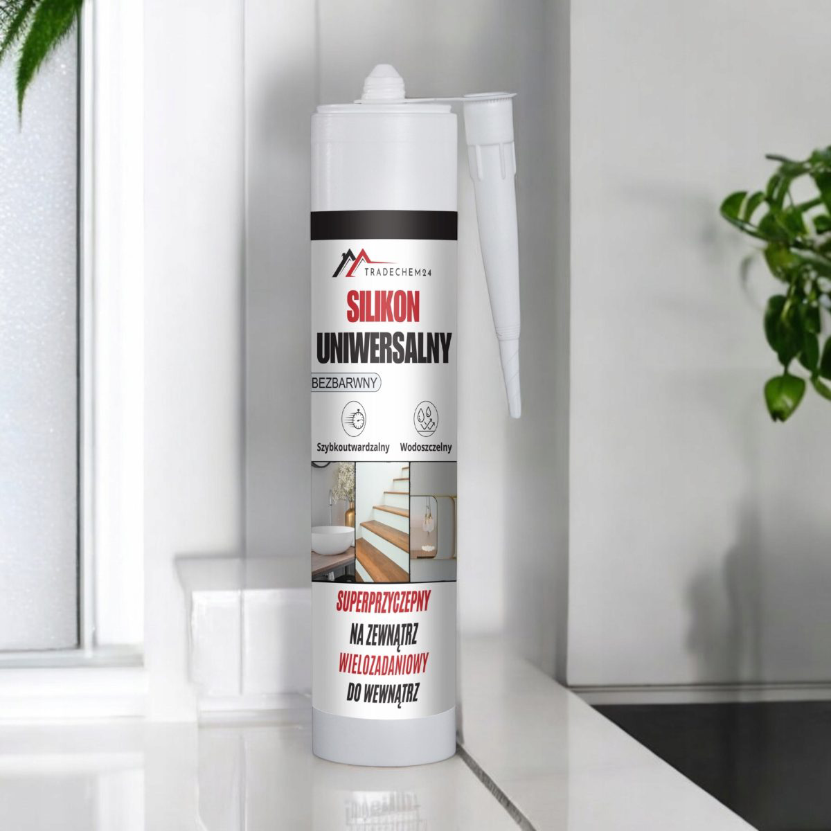 Silikon Budowlany Tradechem24 Uniwersalny Uszczelniacz Bezbarwny 300 ml