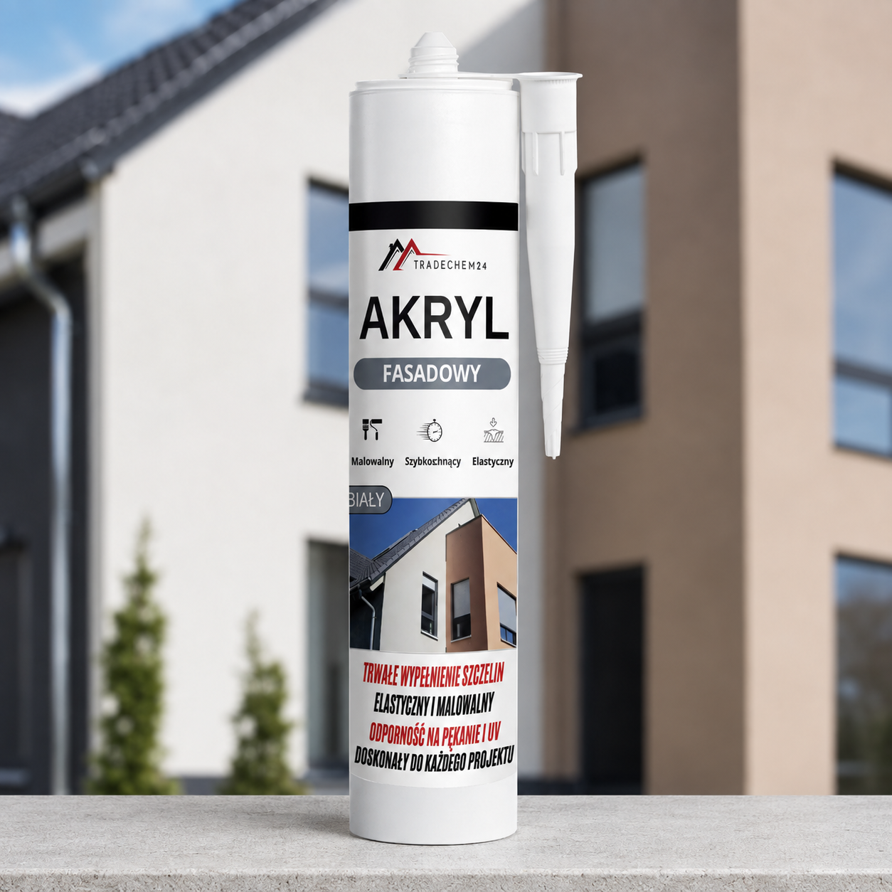 Akryl Do Fasad Tradechem24 Uniwersalny Uszczelniacz Akrylowy Biały 300 ml