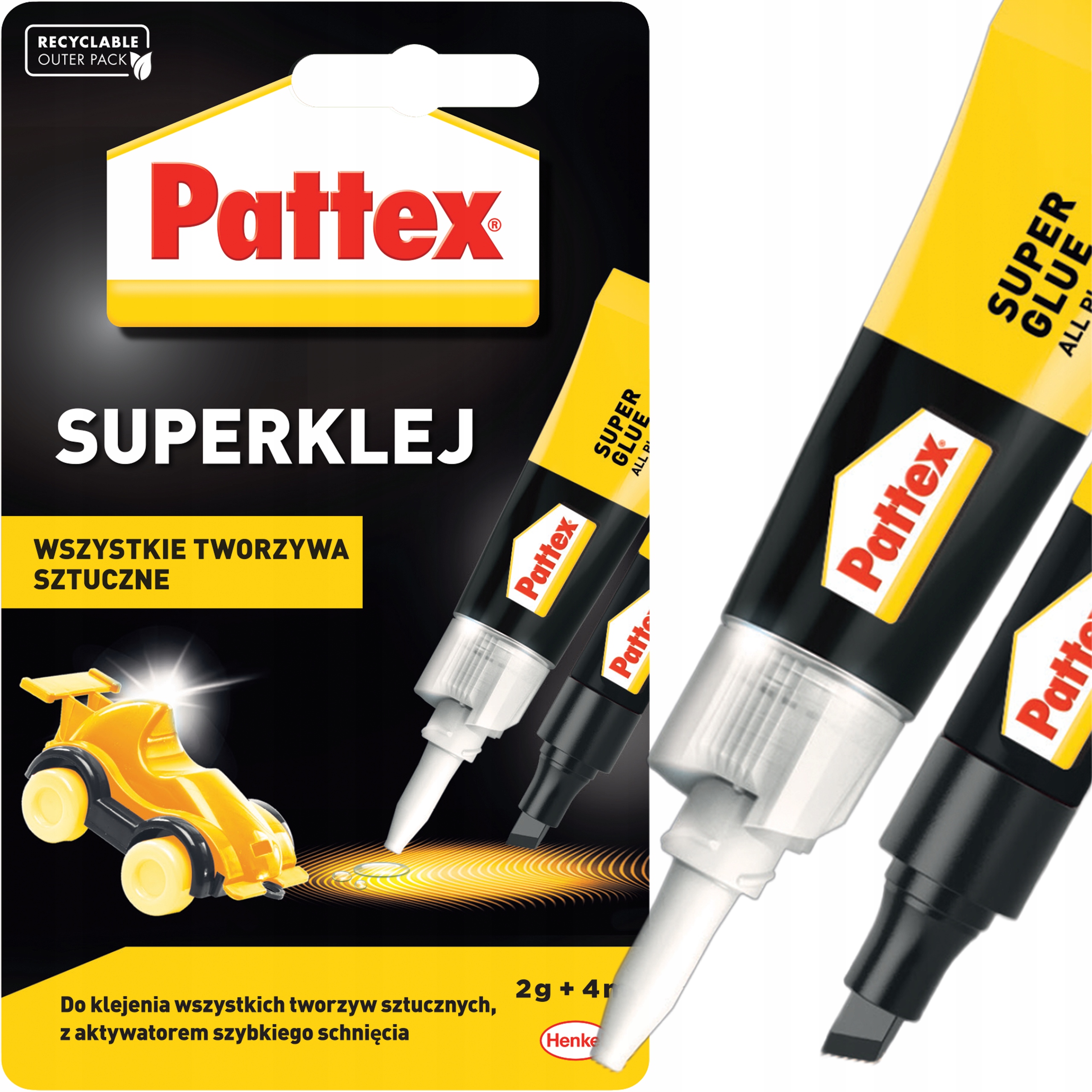 Klej Do Plastiku Pattex Super Glue Mocny Bezbarwny Szybkoschnący 2 g + 4 ml