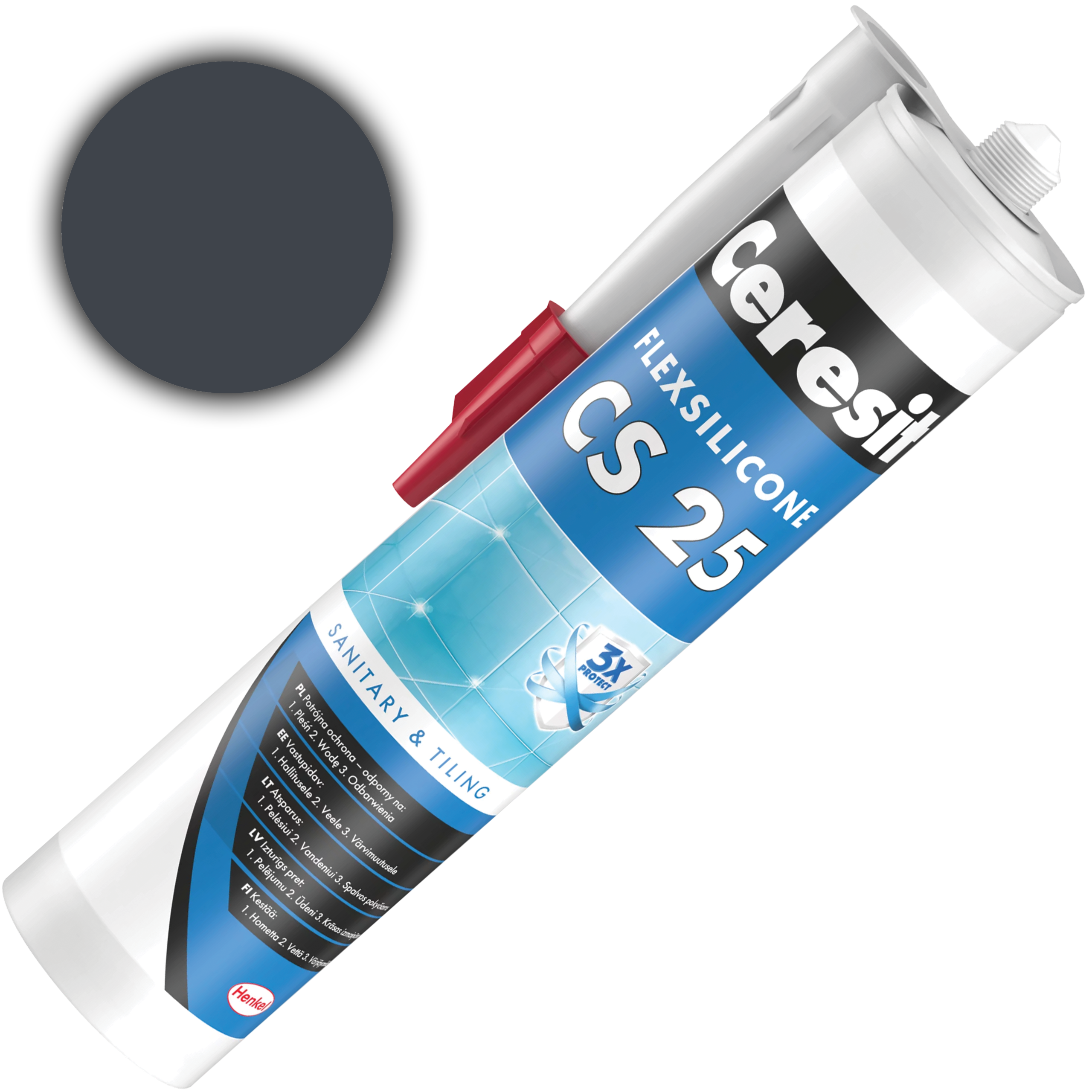 Silikon Sanitarny Ceresit CS25 Uniwersalny Uszczelniacz Iron Grey 280 ml