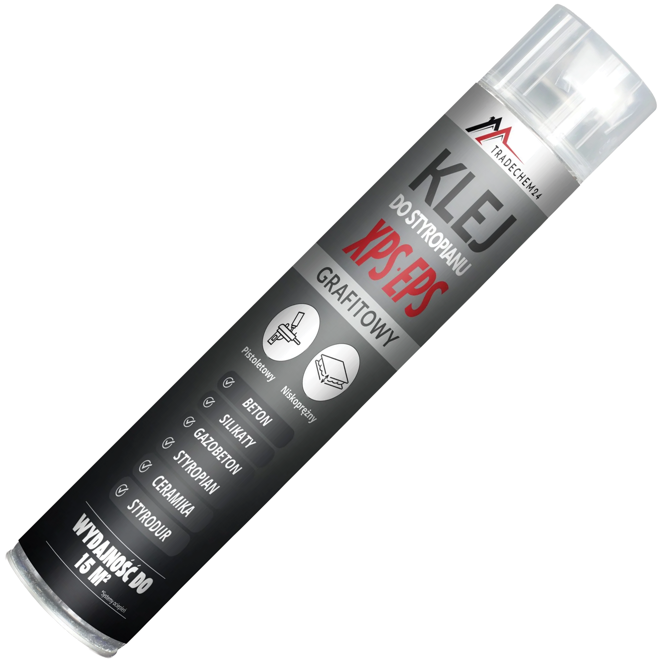 Pianoklej Do Styropianu XPS EPS Tradechem24 Klej PU Grafitowy 790 ml