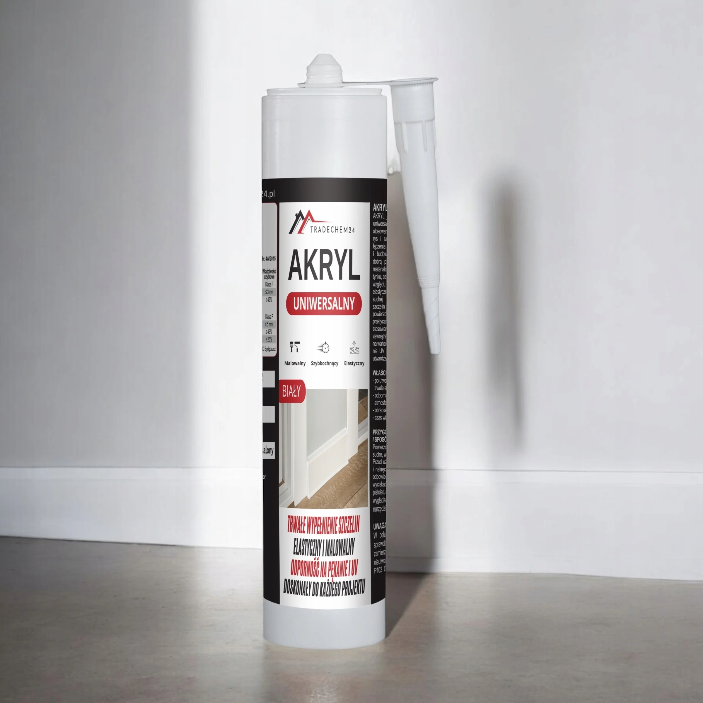 Uszczelniacz Akrylowy Tradechem24 Uniwersalny Akryl Silikon Biały 300 ml