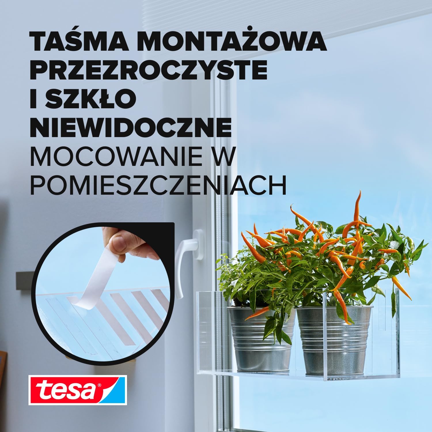 Dwustronna Taśma Klejąca Montażowa Tesa 19mm x 1,5 m Mocna Przezroczysta