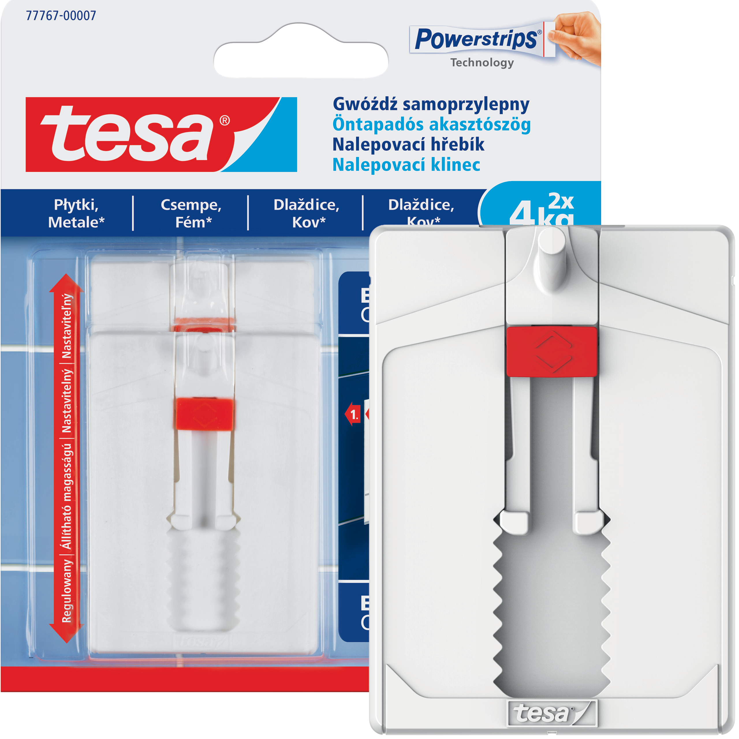 Haczyki Samoprzylepne Tesa Gwóźdź Regulowany do Dekoracji Płytek Metalu 4kg