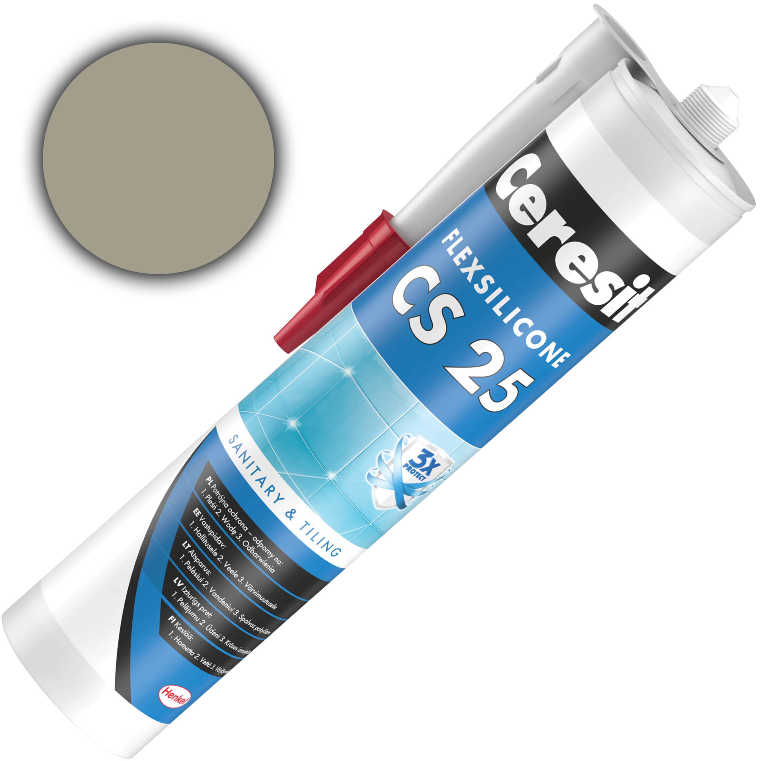 Silikon Sanitarny Ceresit CS25 Uniwersalny Uszczelniacz Szary 280 ml