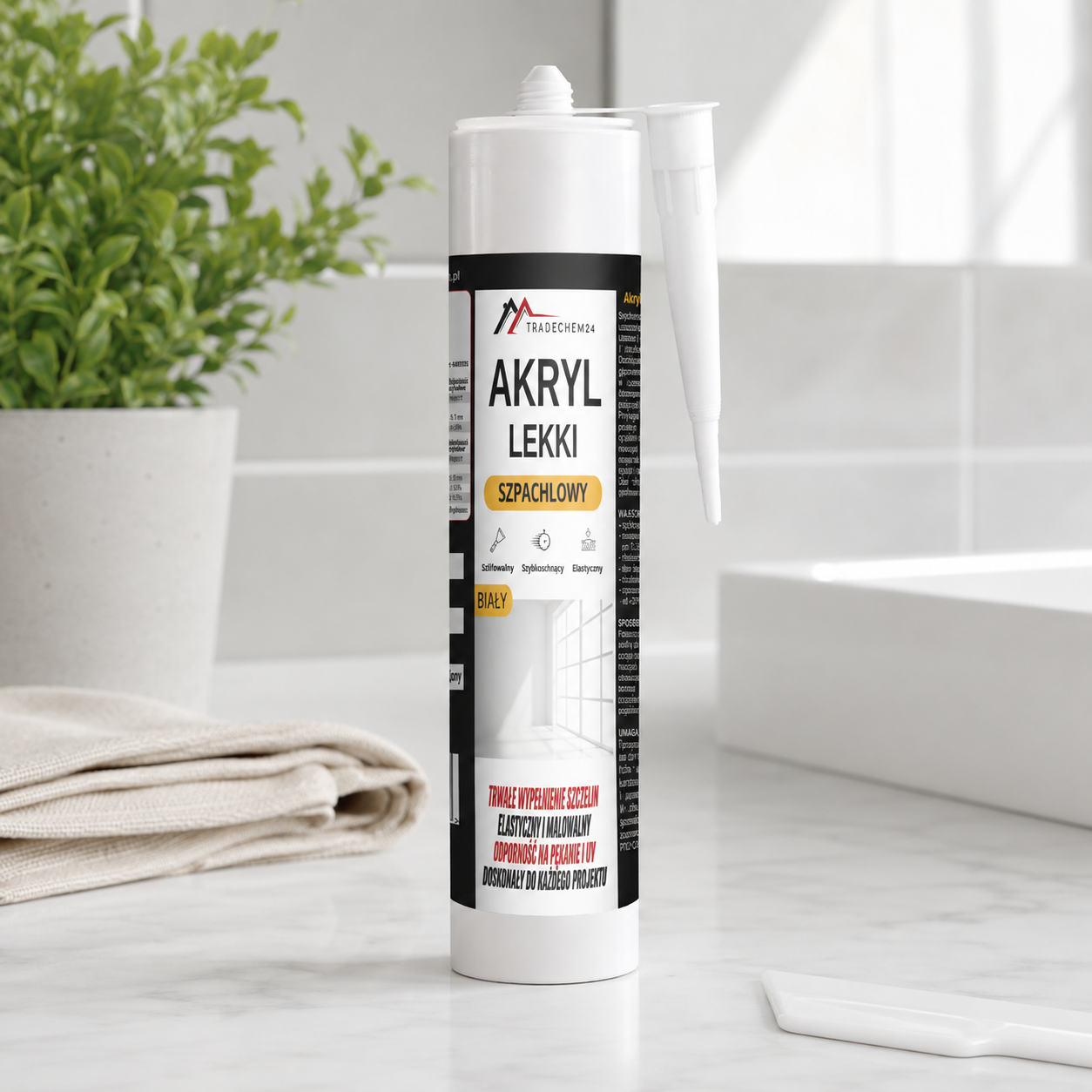 Akryl Szpachlowy Lekki Tradechem24 Uszczelniacz Akrylowy Biały 300 ml