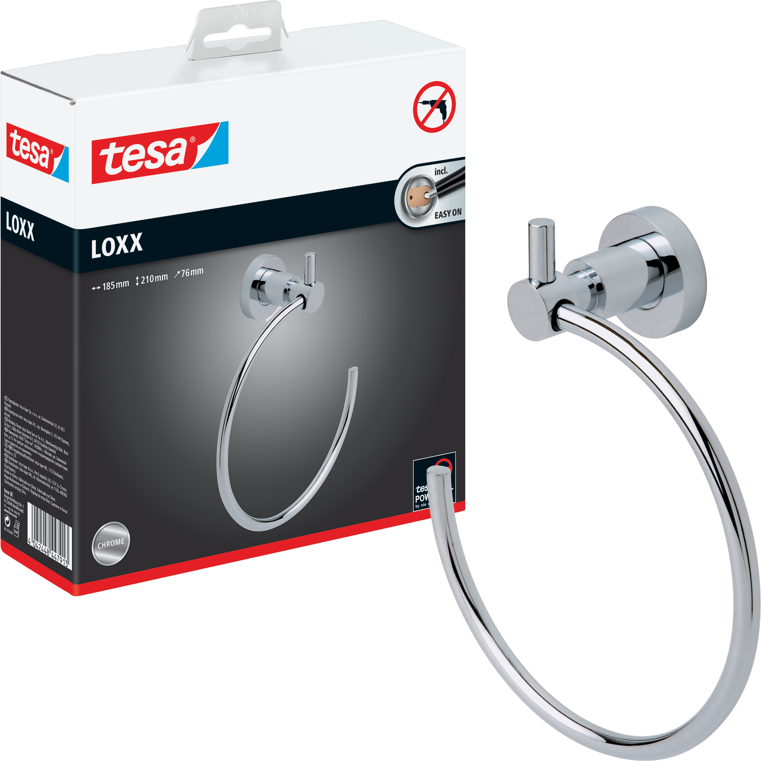 Wieszak Łazienkowy Na Ręcznik Tesa LOXX Do Łazienki Chromowany Metalowy