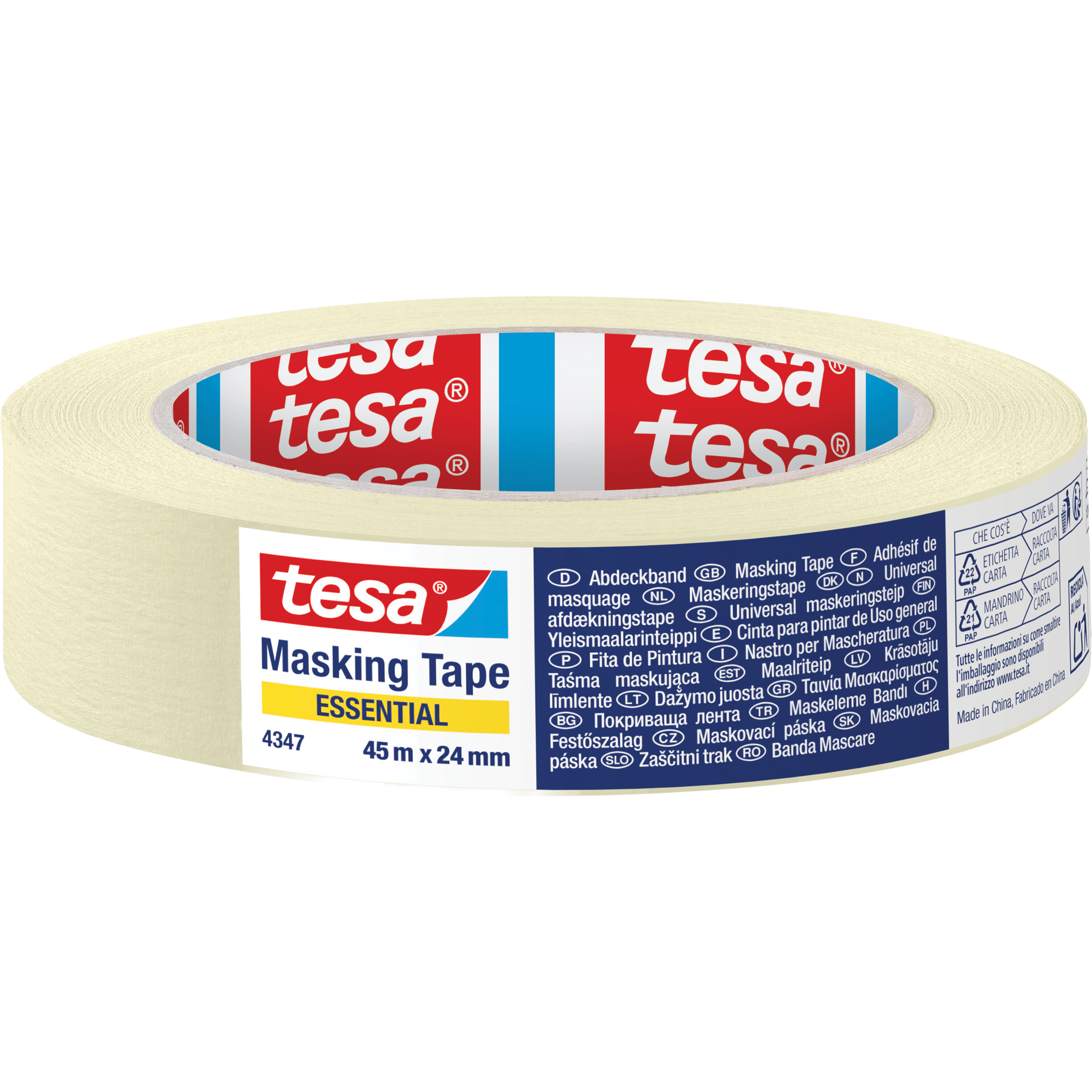 Taśma Malarska Papierowa Tesa Essential Uniwersalna 24mm x 45m Kremowa