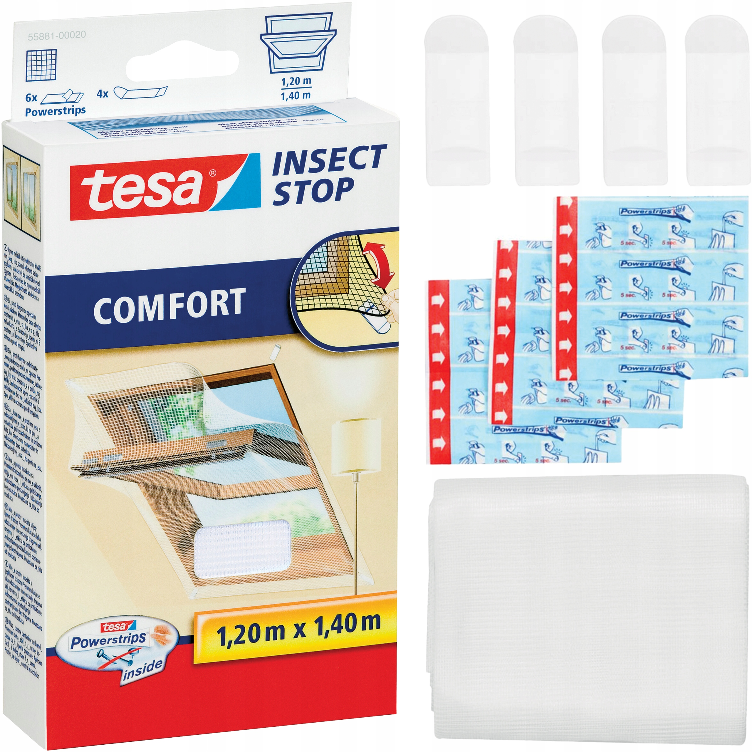 Moskitiera Na Okno Dachowe Tesa Siatka Okienna Na Owady 120 x 140 cm Biała