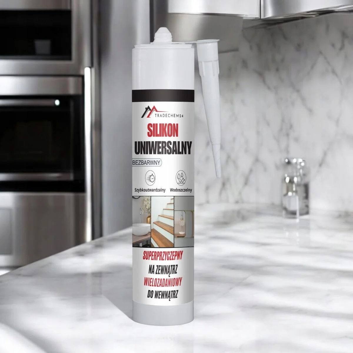 Silikon Budowlany Tradechem24 Uniwersalny Uszczelniacz Bezbarwny 300 ml