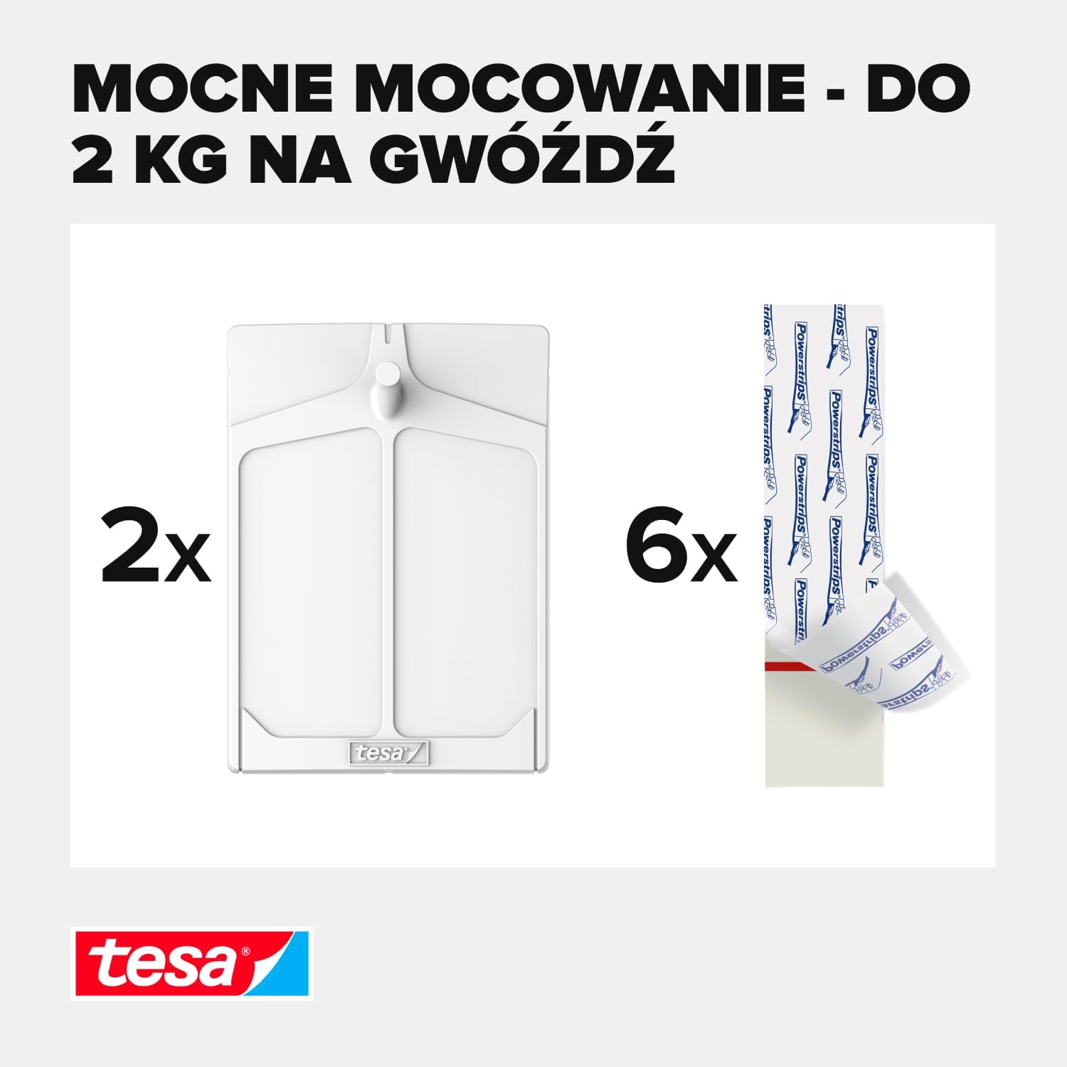 Haczyki Samoprzylepne Tesa Gwóźdź do Wieszania Obrazów do Tynku Tapet 2kg