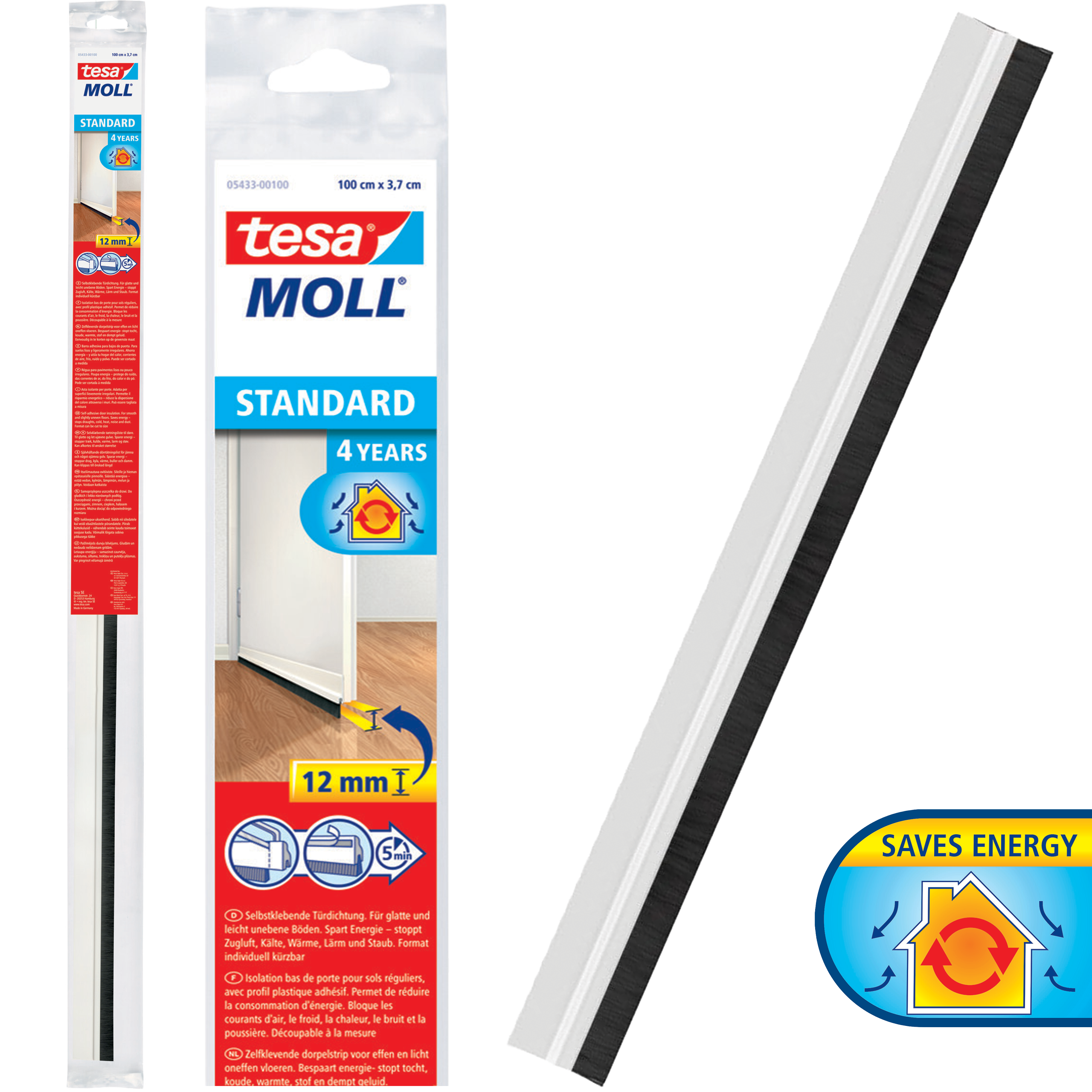 Uszczelka Samoprzylepna Do Drzwi Tesa Szczotkowa 37 mm x 1 m Biała