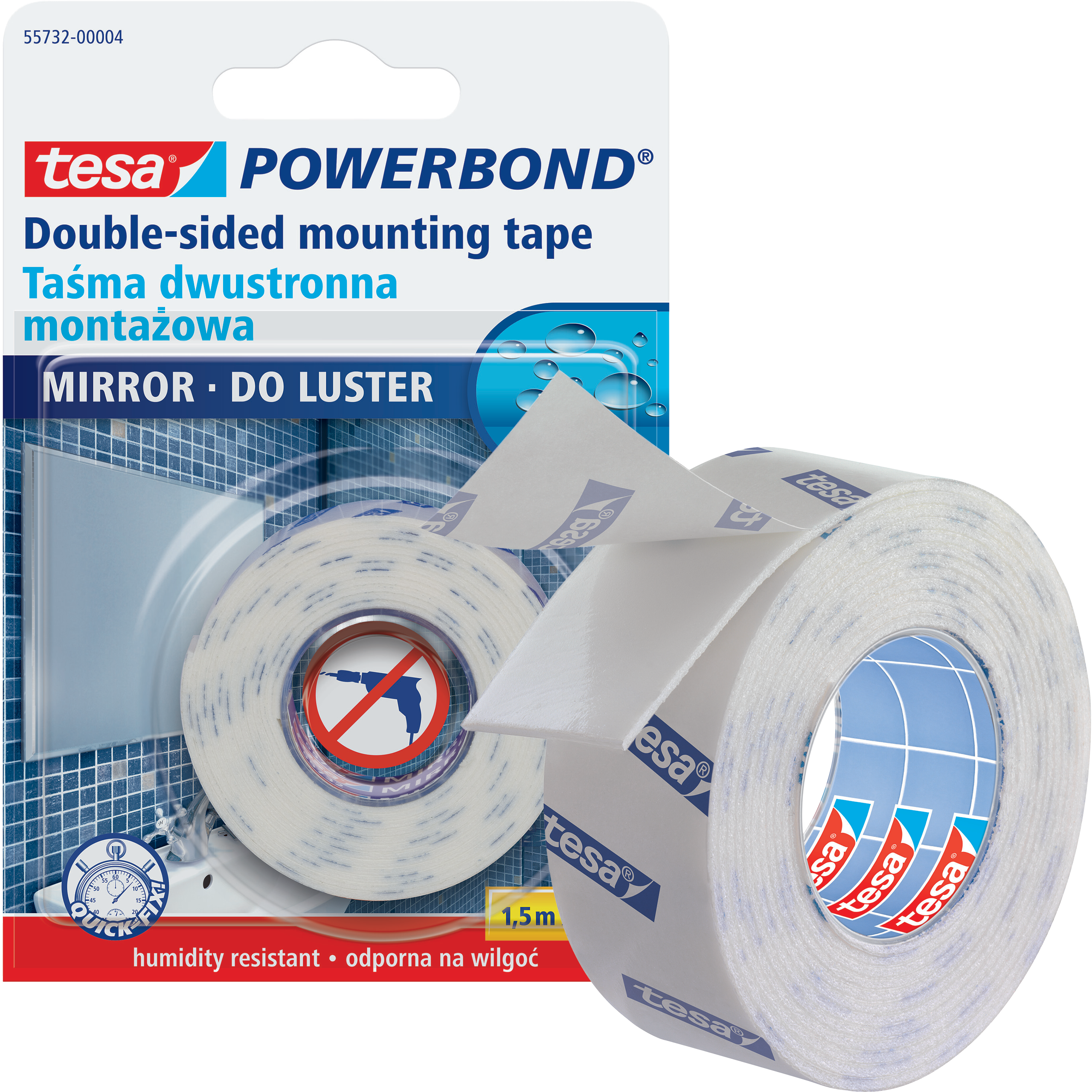 Dwustronna Taśma Klejąca Montażowa Tesa Do Luster 1,5 m x 19mm Piankowa