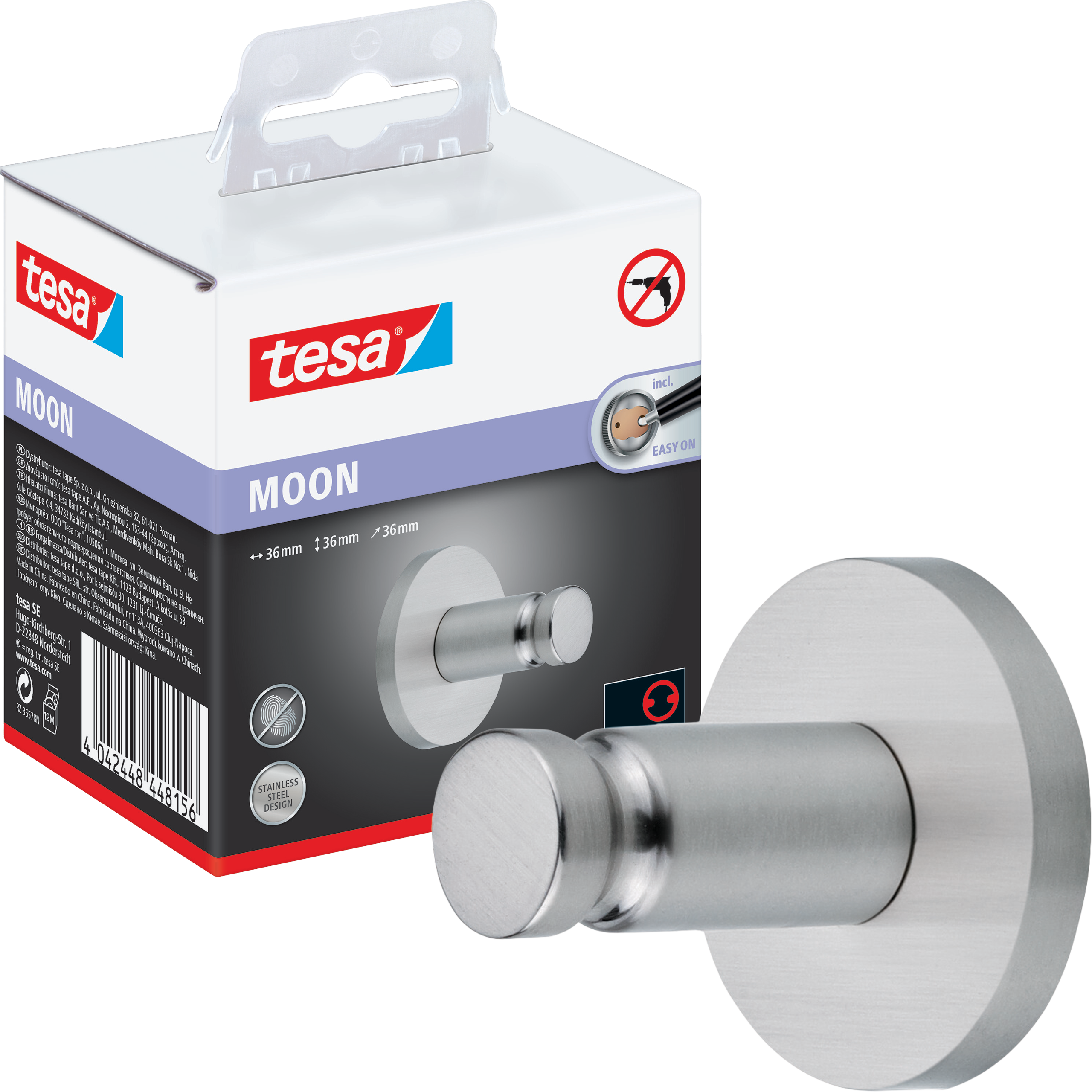 Haczyk Łazienkowy Samoprzylepny Tesa MOON Wieszak Na Ręcznik Metalowy