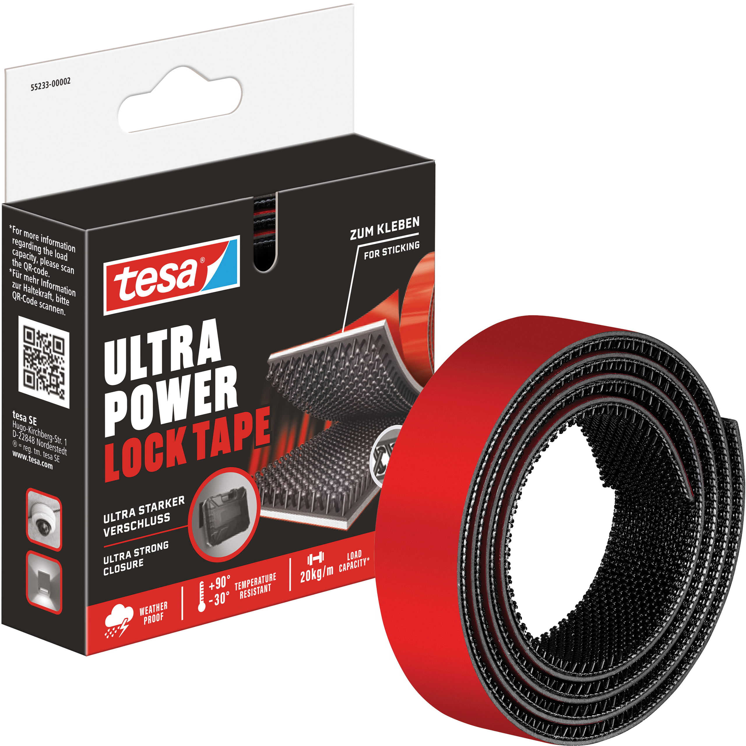 Rzep Montażowy Samoprzylepny Tesa Mocna Taśma Rzepowa 25 mm x 1 m Czarny