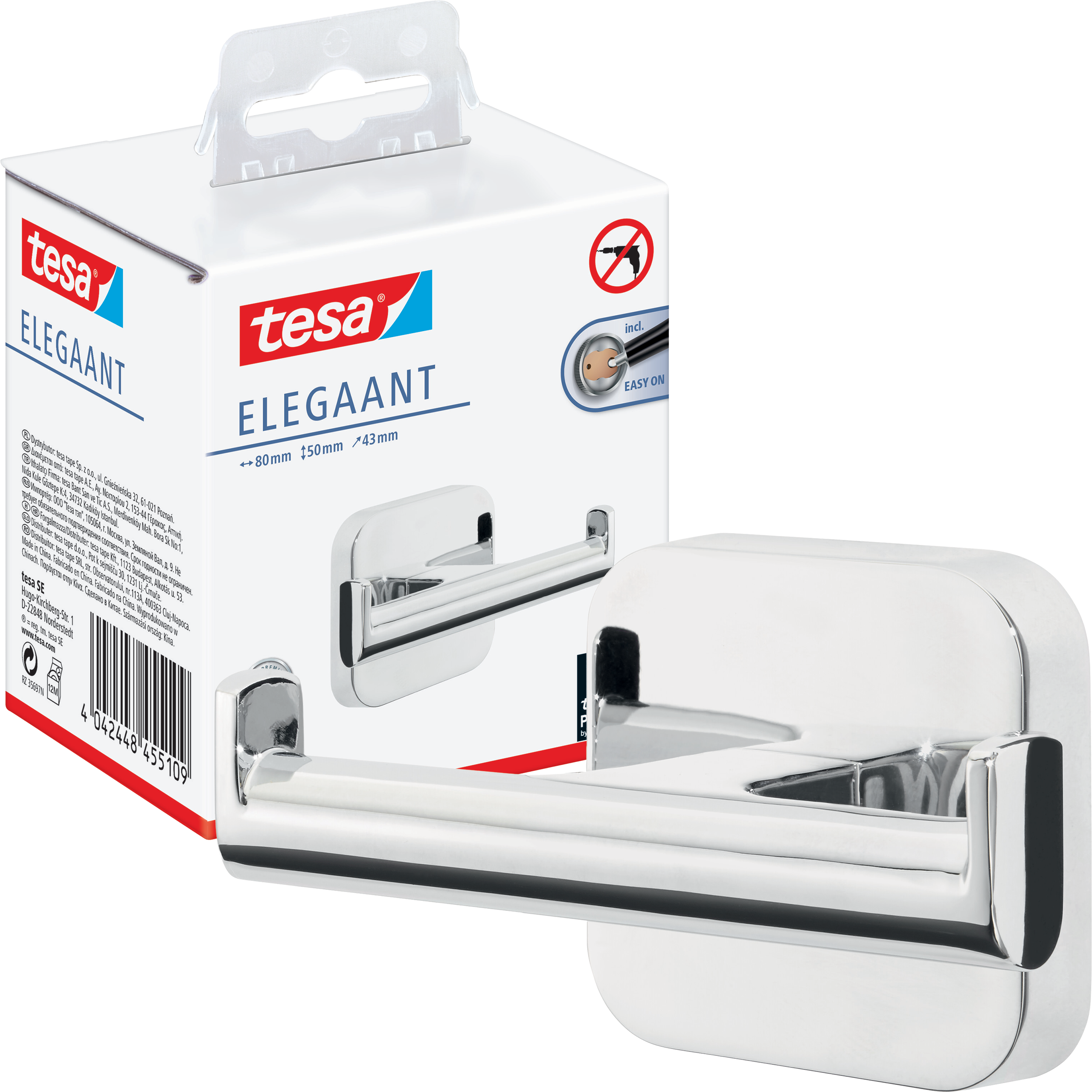 Haczyk Łazienkowy Samoprzylepny Tesa ELEGAANT Wieszak Na Szlafrok Metalowy