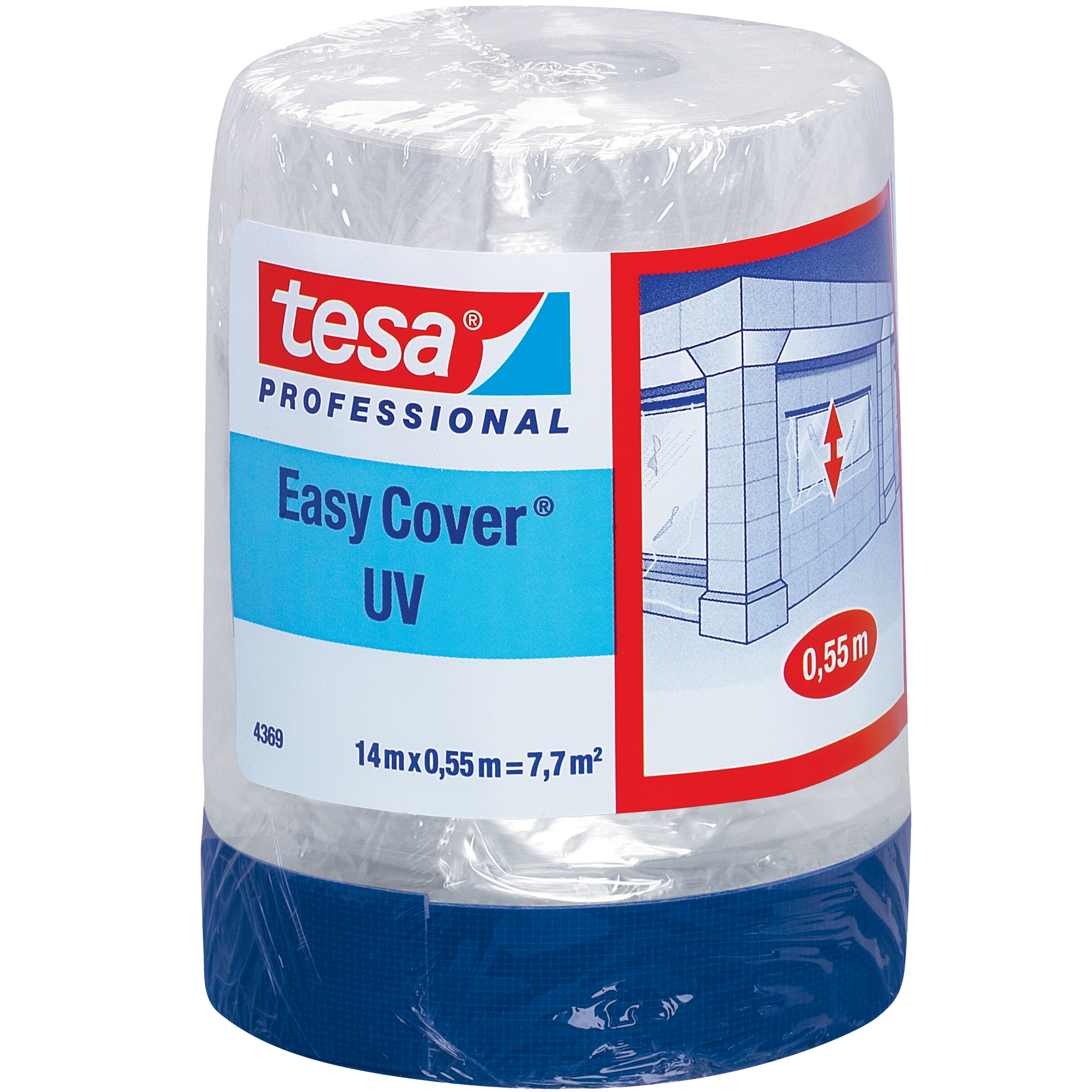 Folia Malarska UV Ochronna Z Taśmą Tesa Antychlap Speedy Mask 14 m x 550 mm