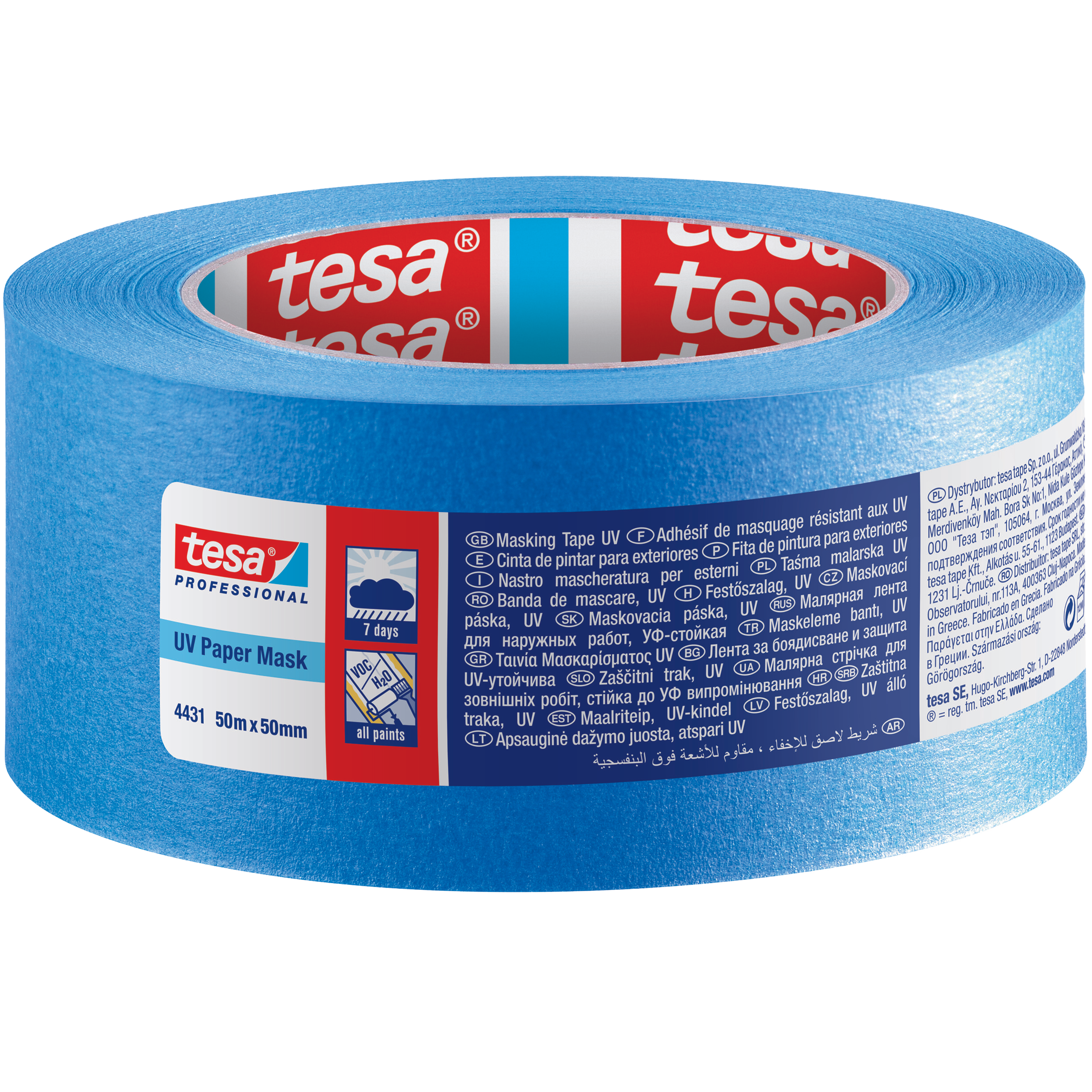 Taśma Malarska Papierowa Maskująca Tesa UV Tape 50 mm x 50m Niebieska