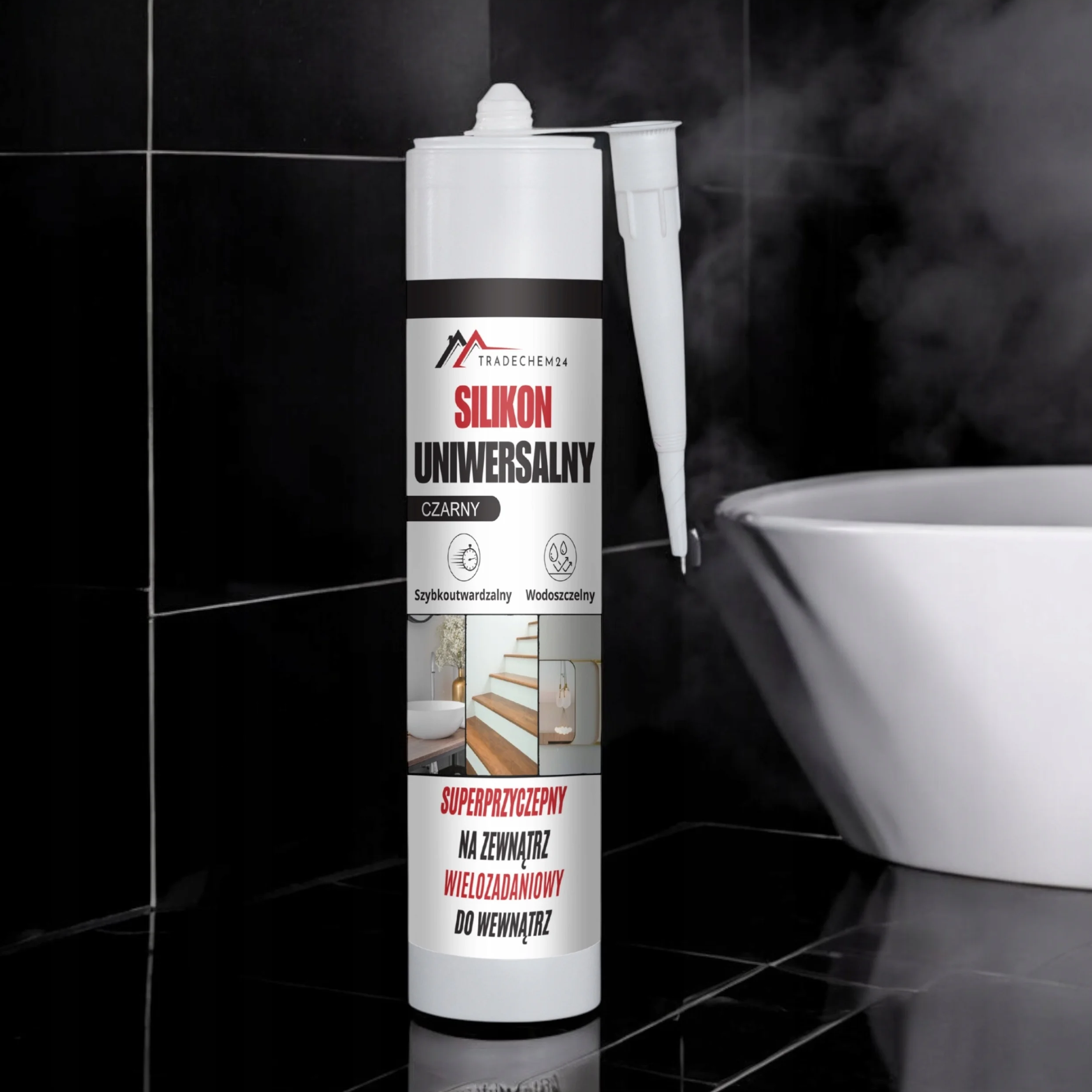 Silikon Budowlany Tradechem24 Uniwersalny Uszczelniacz Czarny 300 ml