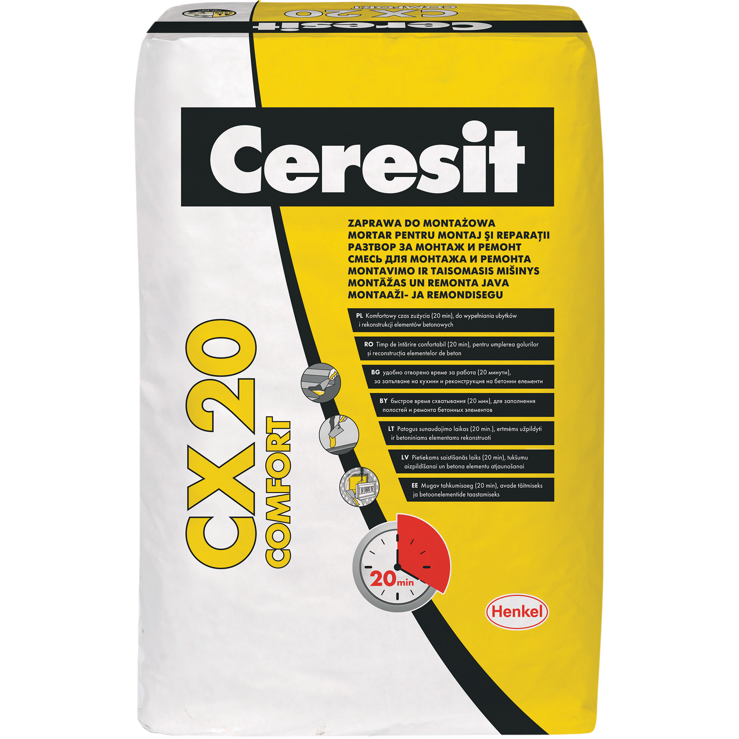 Zaprawa Cementowa Ceresit CX20 COMFORT Cement Montażowy Do Betonu 20 kg